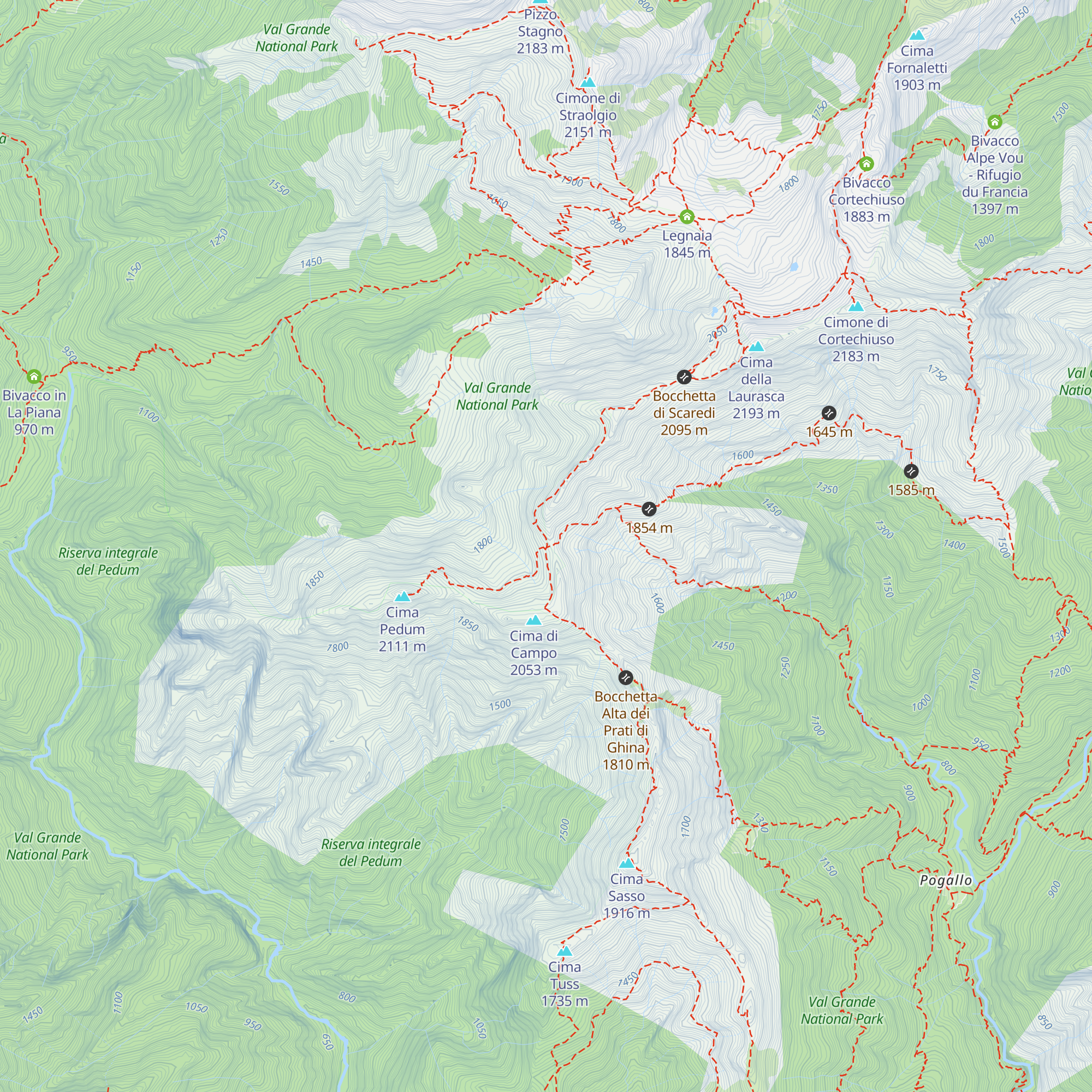 Bivacco Bocchetta di Campo map