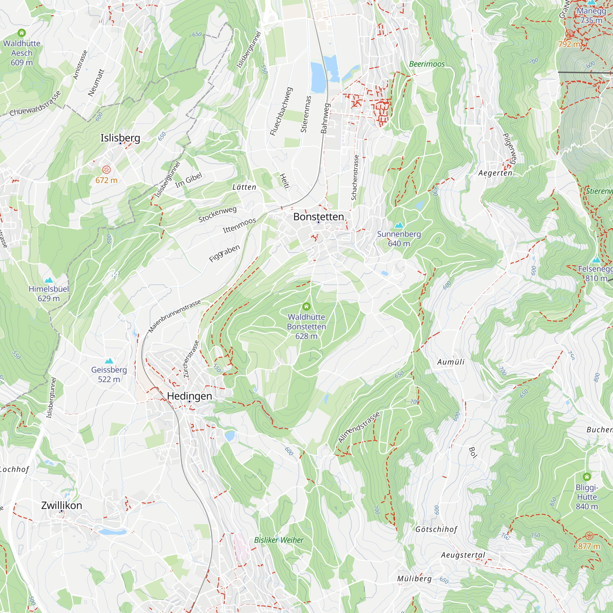 Waldhütte Bonstetten map