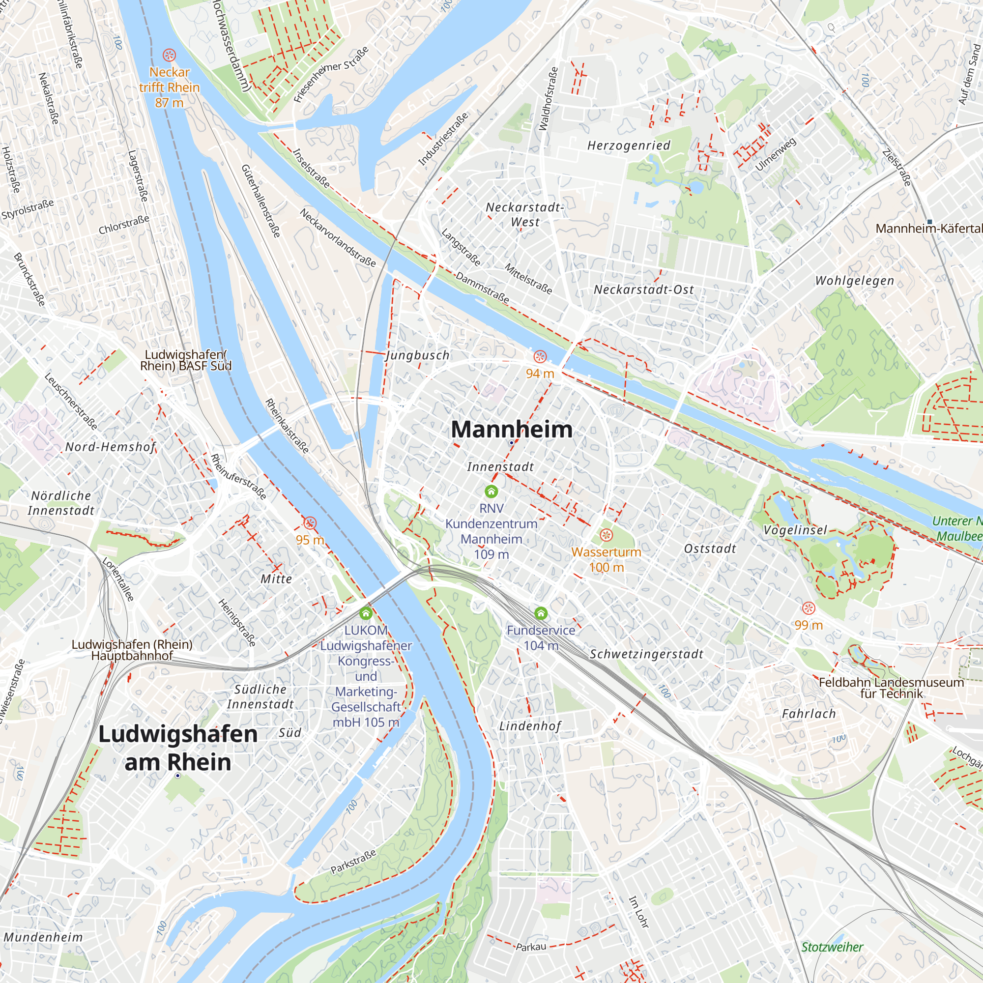 RNV Kundenzentrum Mannheim map