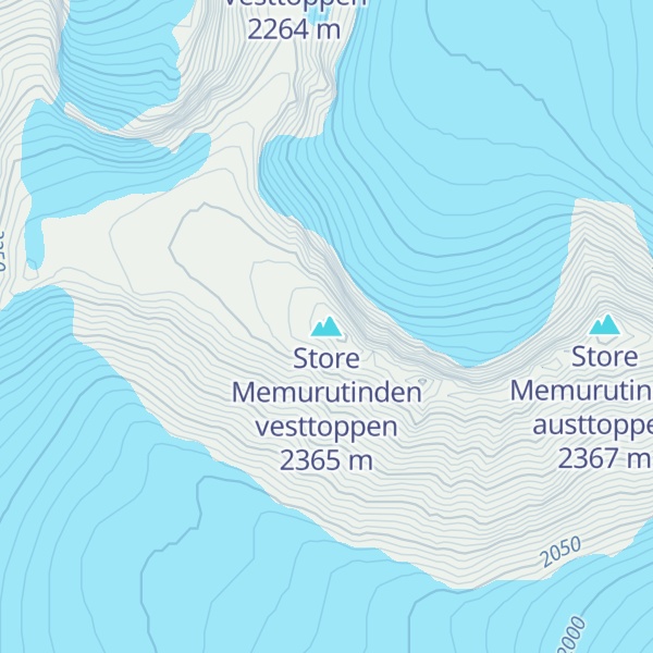 Map of Store Memurutinden vesttoppen