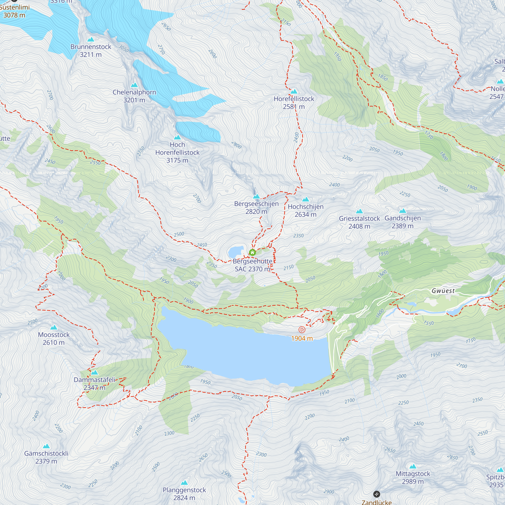 Bergseehütte SAC map