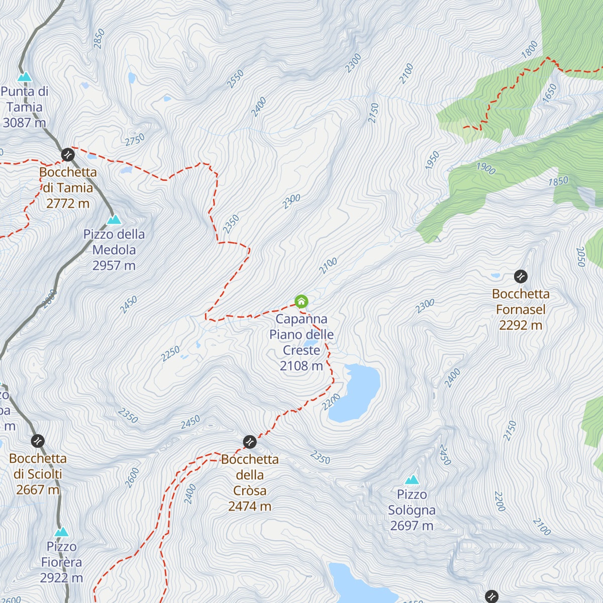 Capanna Piano delle Creste map