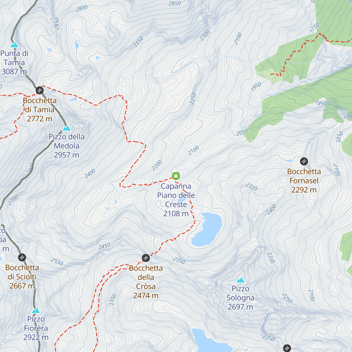 Capanna Piano delle Creste map
