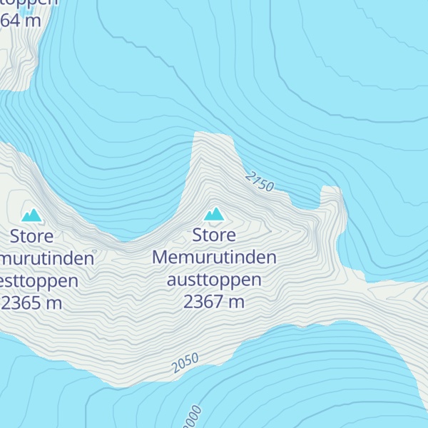 Map of Store Memurutinden austtoppen