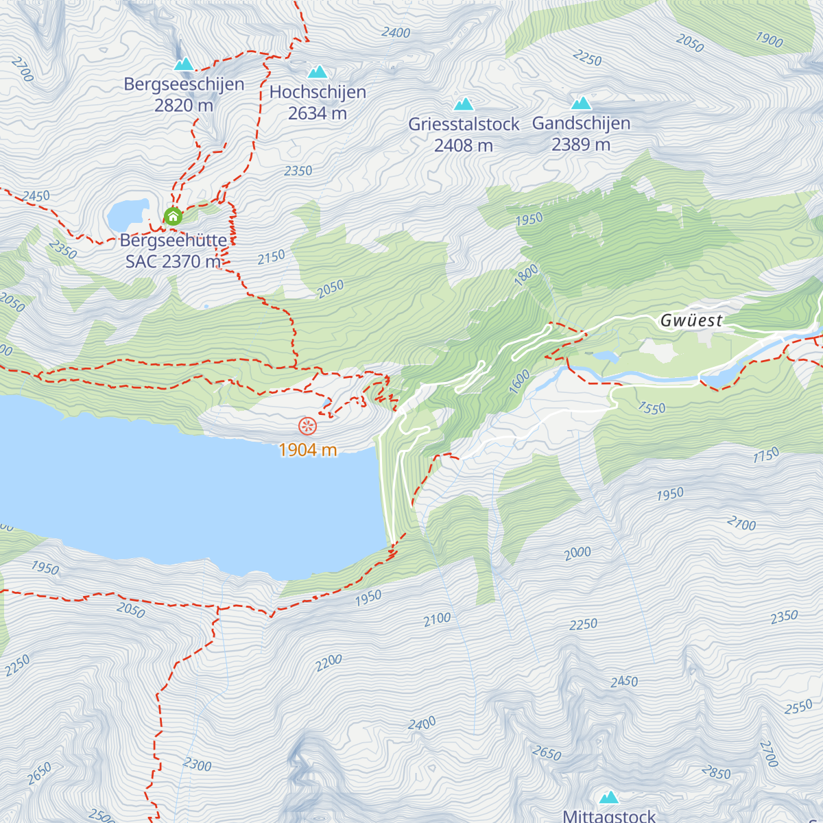 Berggasthaus Dammagletscher map