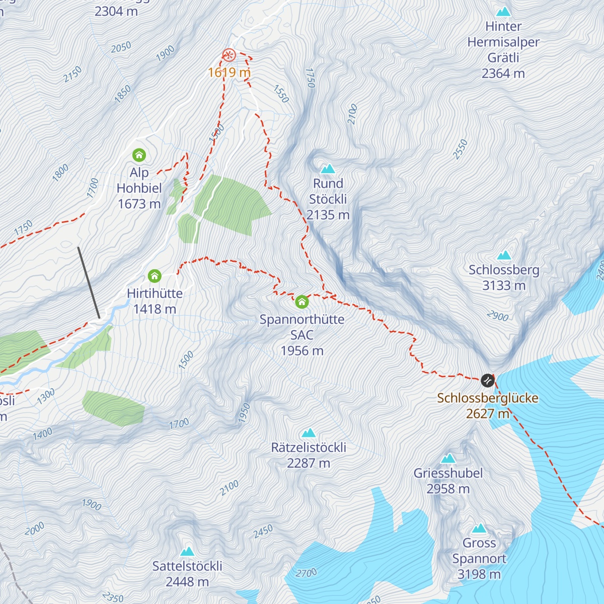 Spannorthütte SAC map