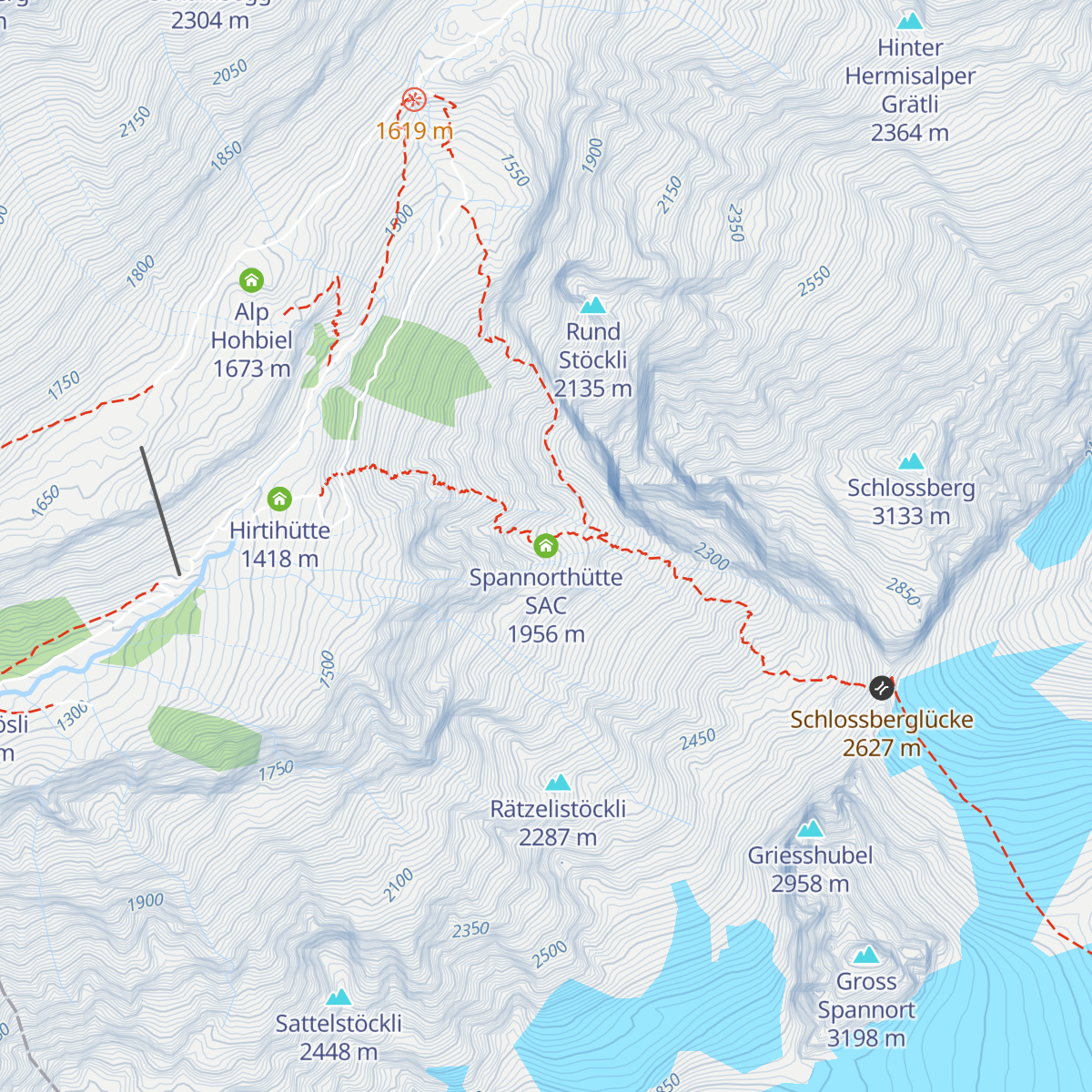 Spannorthütte SAC map
