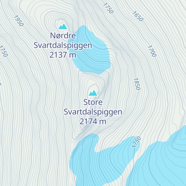 Map of Store Svartdalspiggen