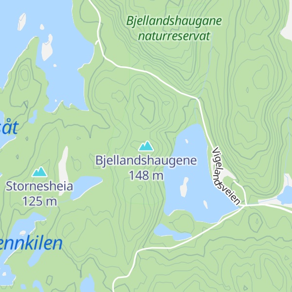 Map of Bjellandshaugene