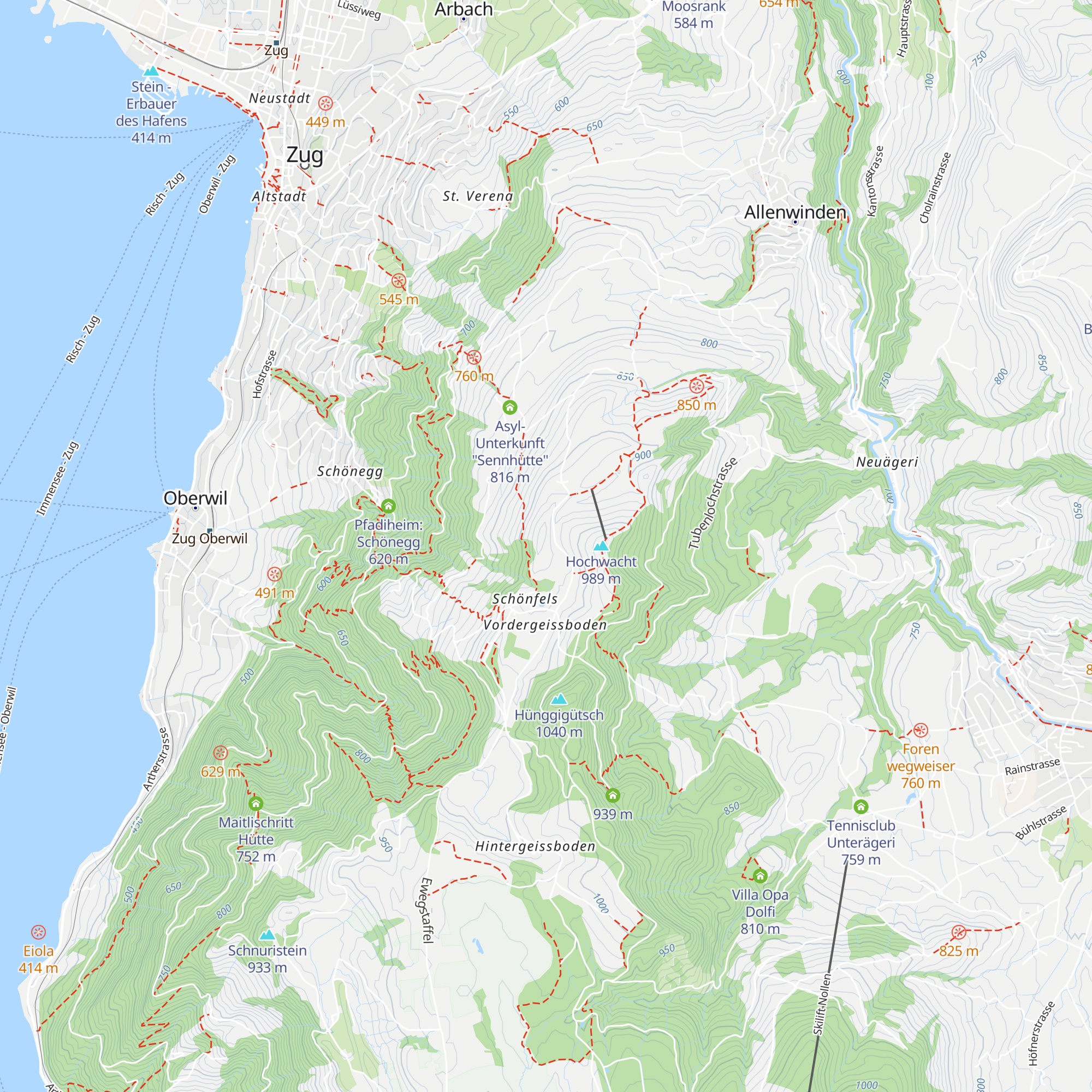 Golperen Zugerberg map