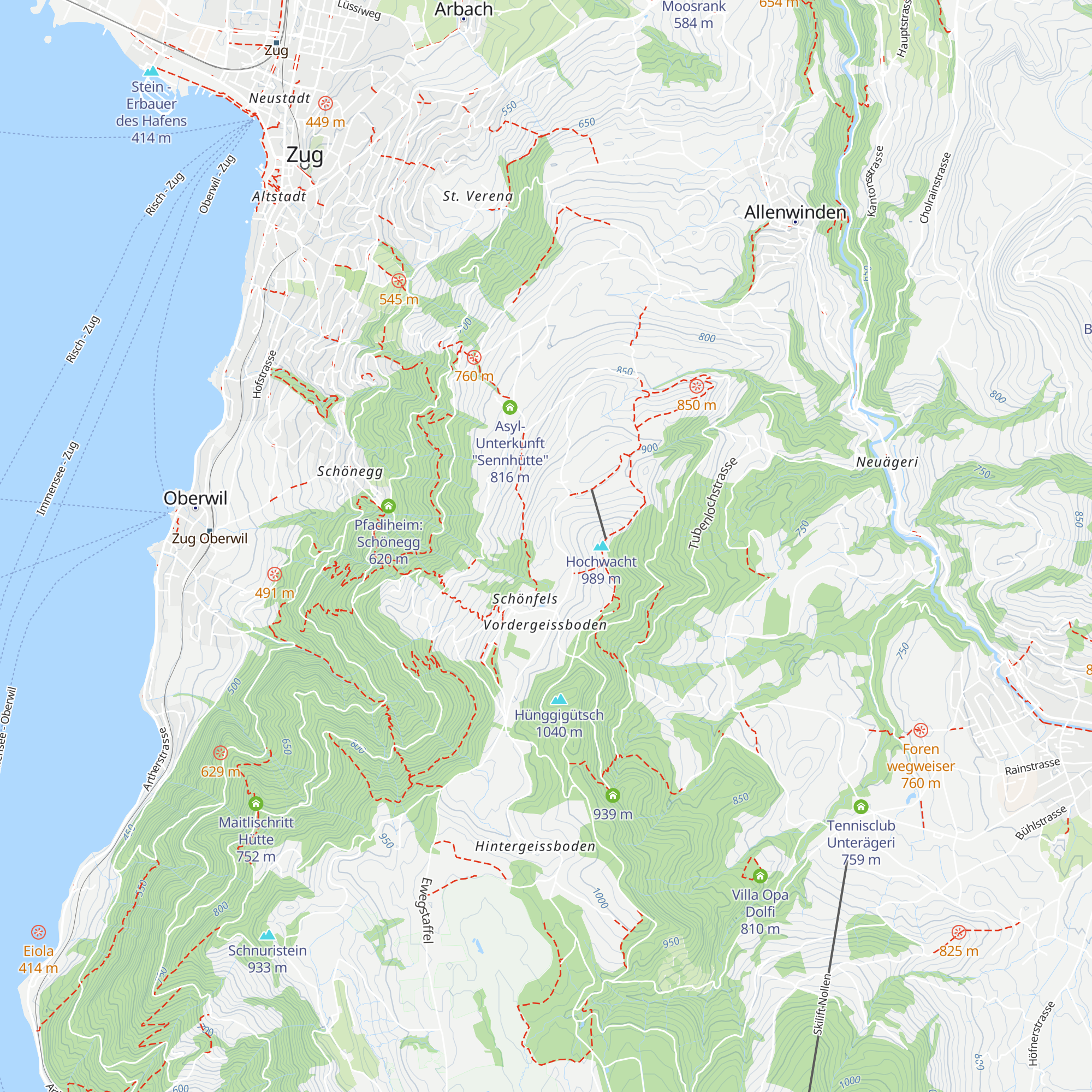 Golperen Zugerberg map