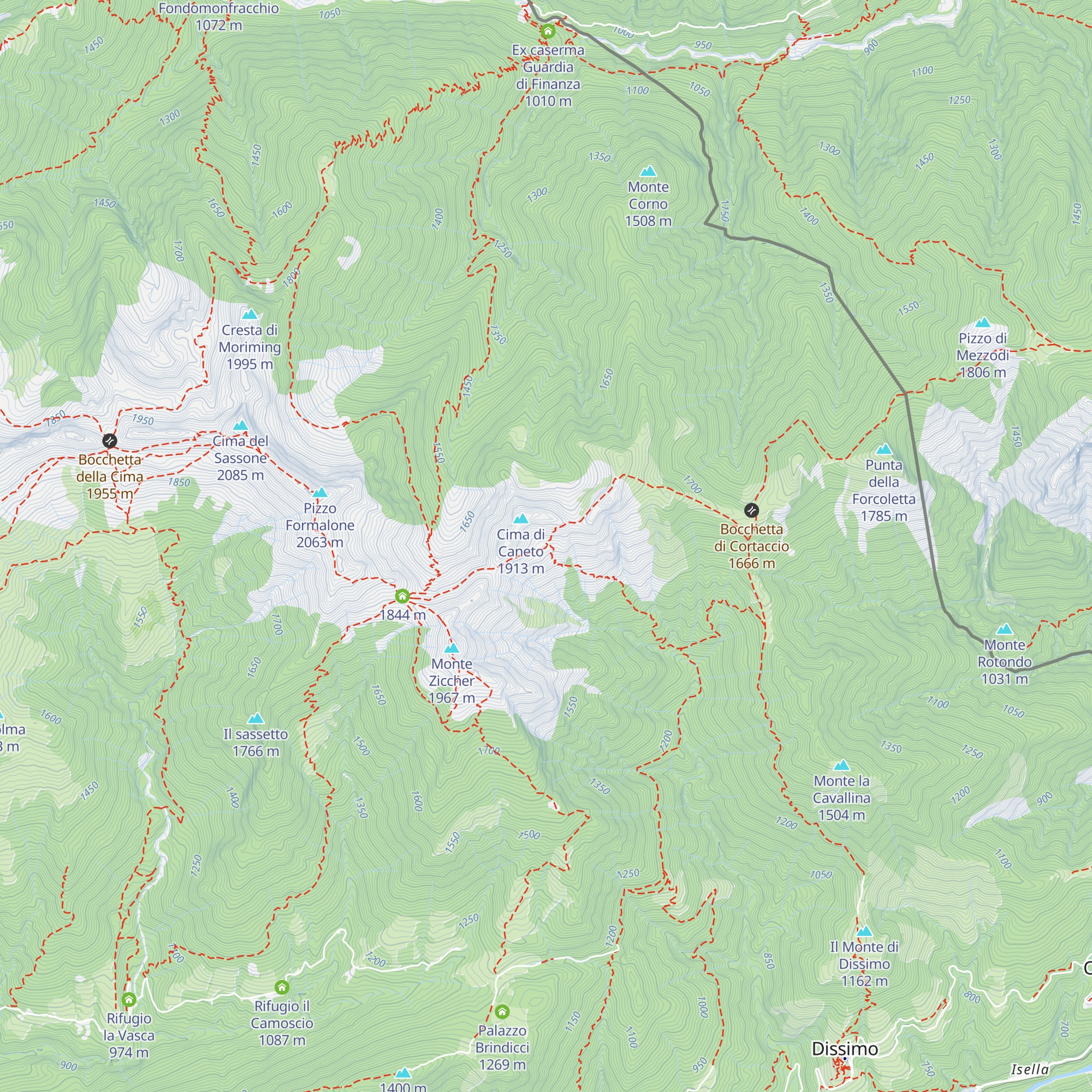 Bivacco baita Alpe Caneto map