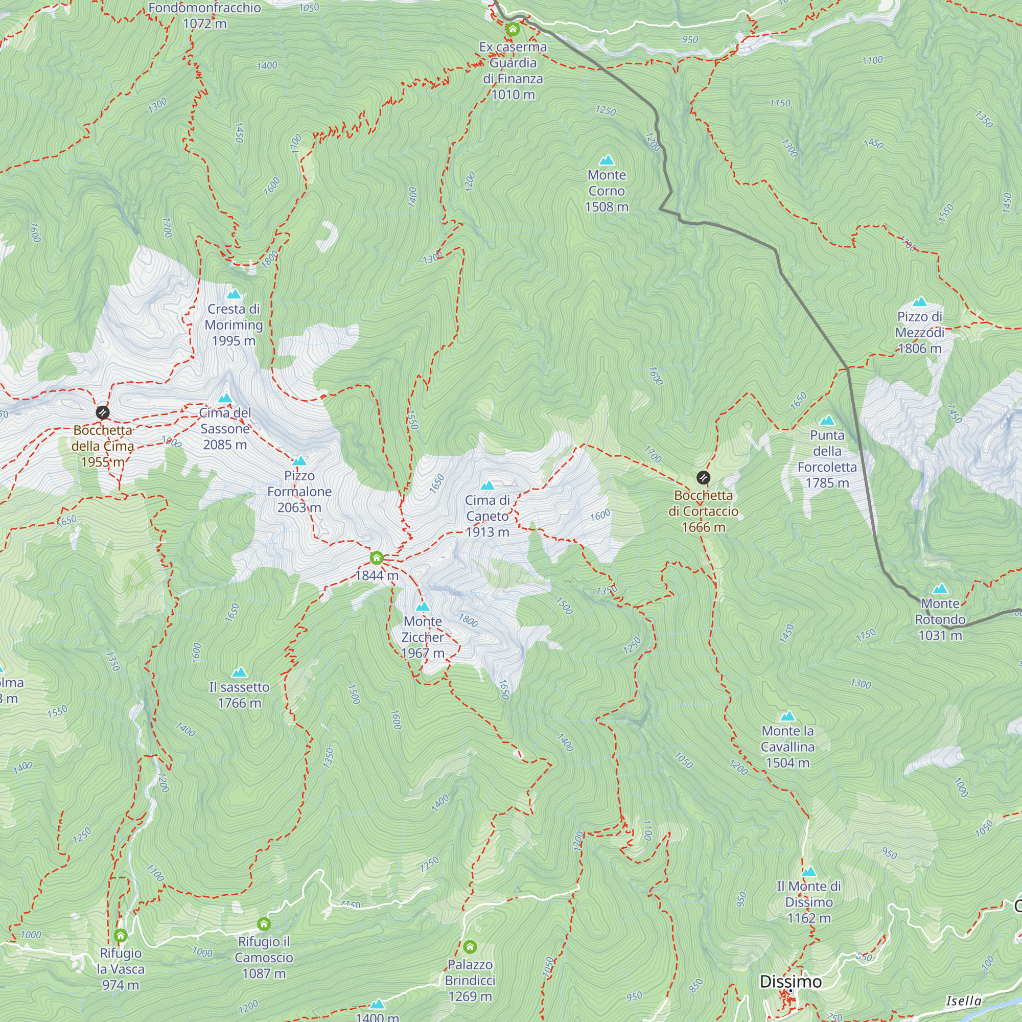 Bivacco baita Alpe Caneto map