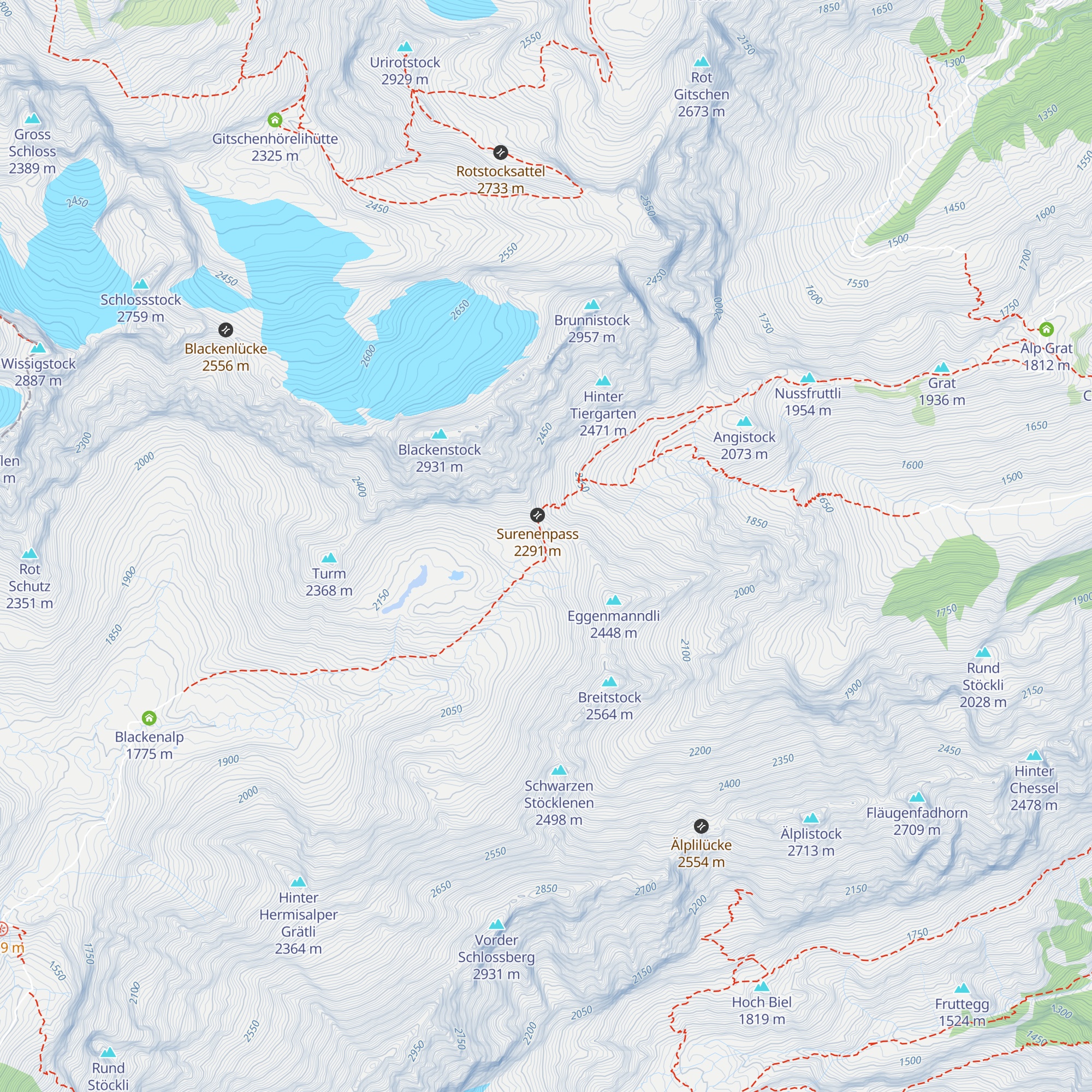 Schutzhütte Surenen-Eggen map