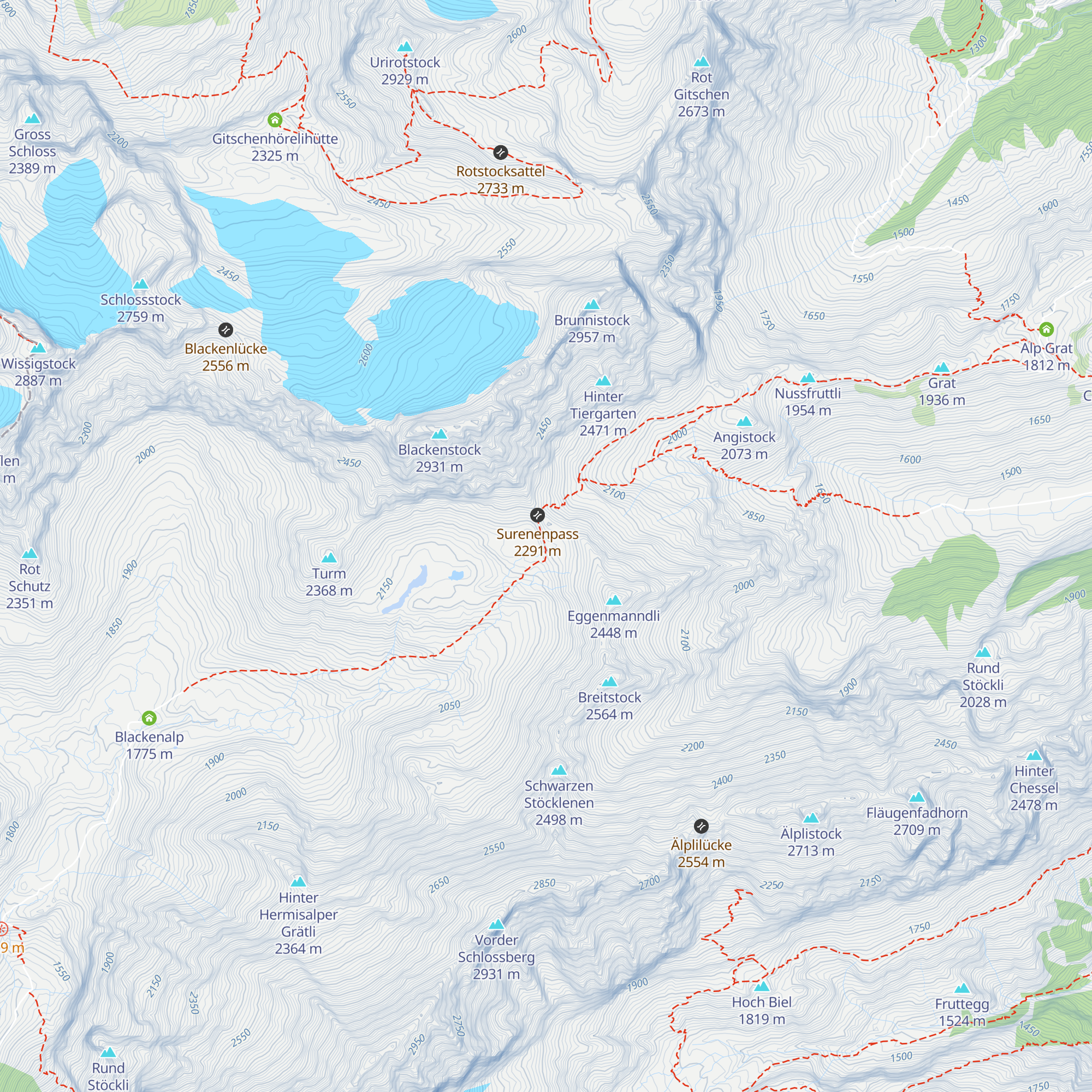 Schutzhütte Surenen-Eggen map