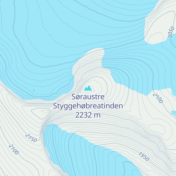 Map of Søraustre Styggehøbreatinden