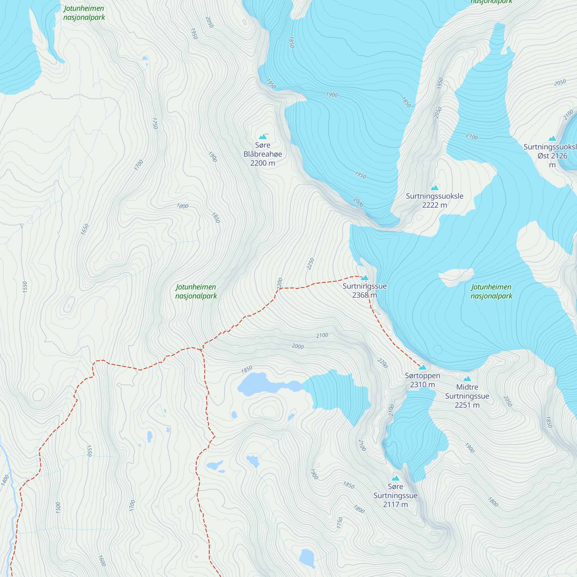 Nødbu Surtningssue map