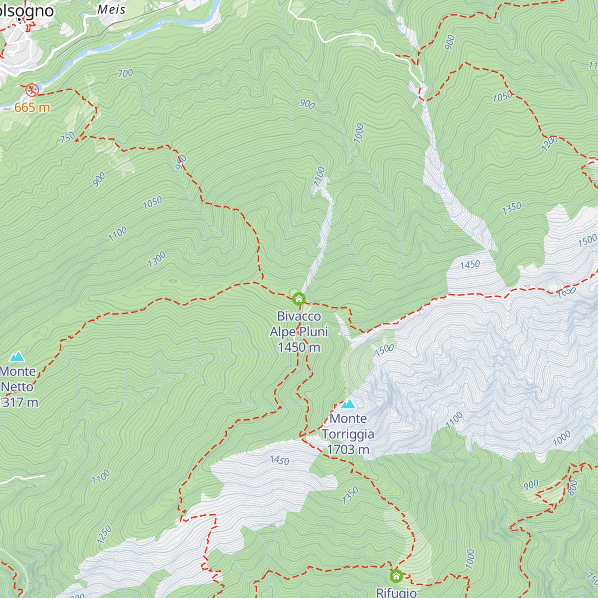 Bivacco Alpe Pluni map