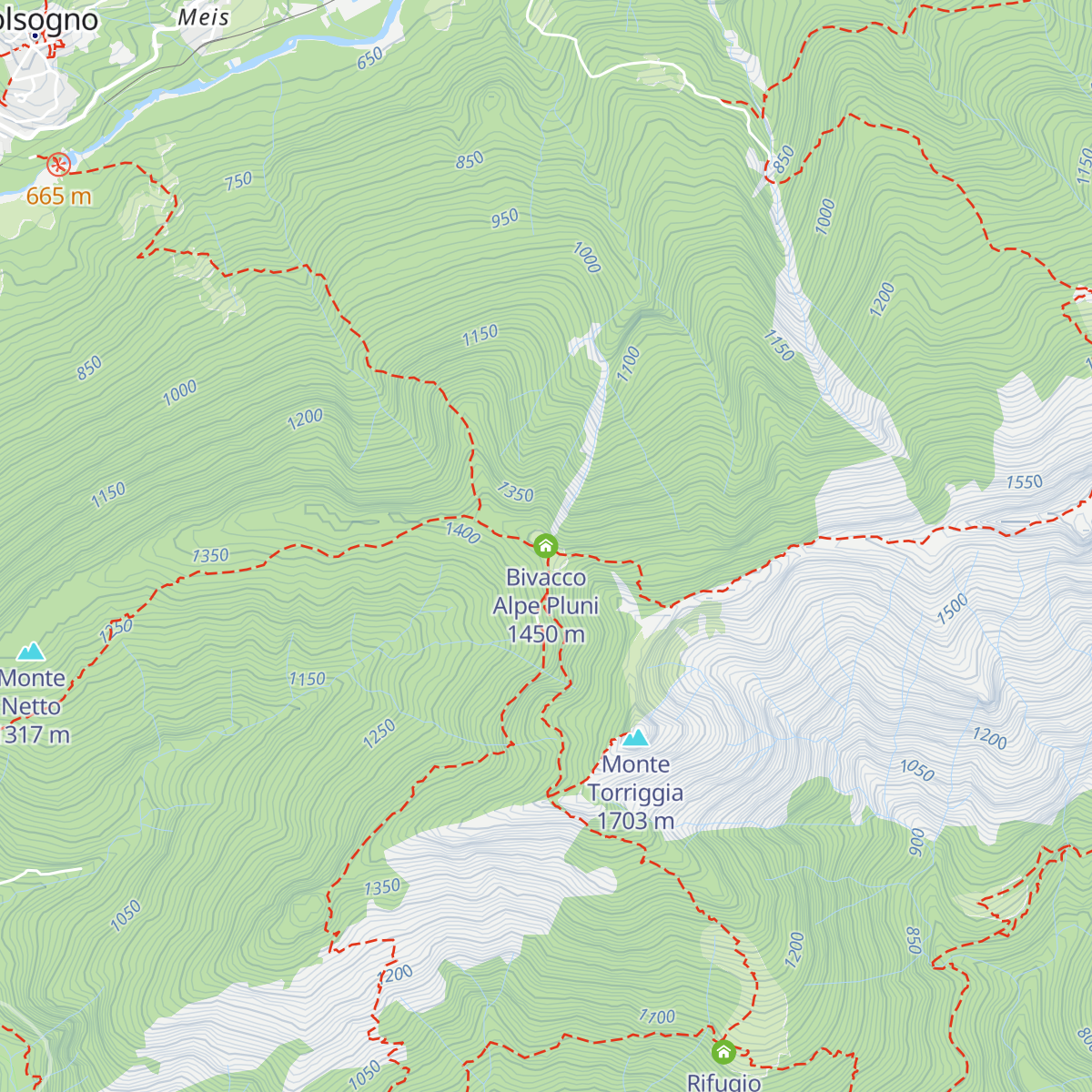 Bivacco Alpe Pluni map