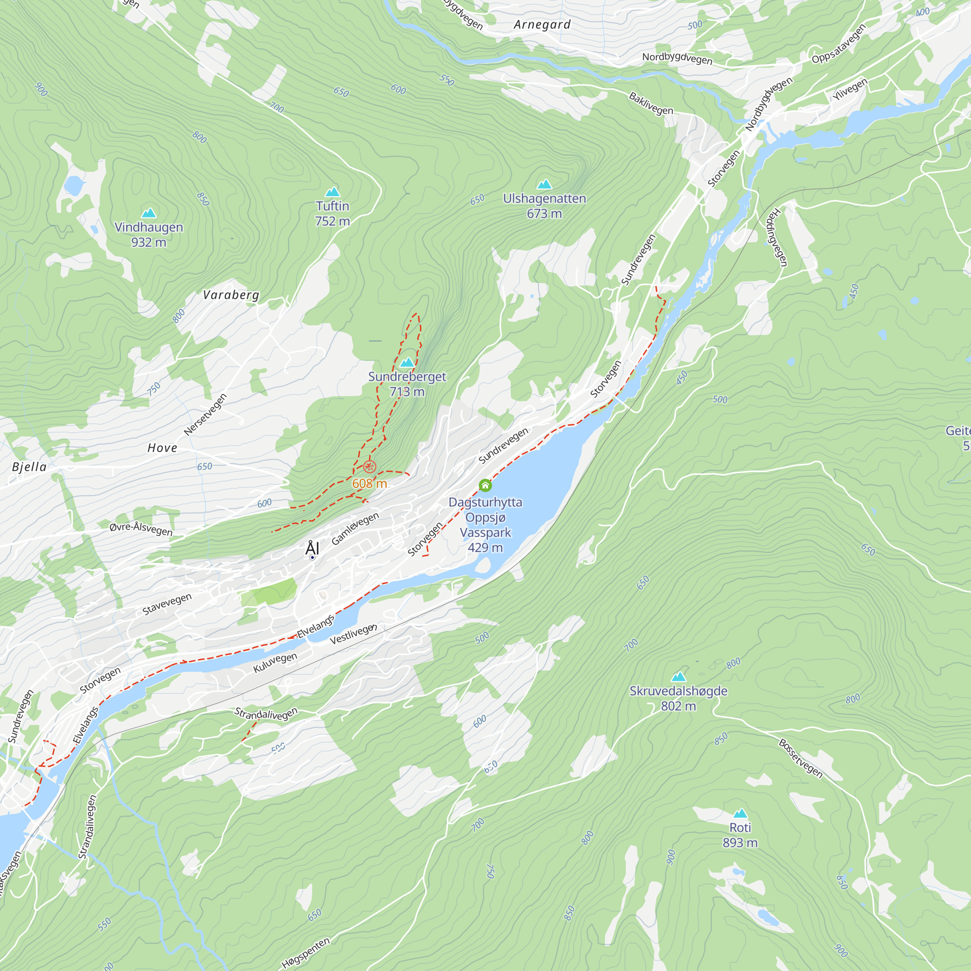 Dagsturhytta Oppsjø Vasspark map
