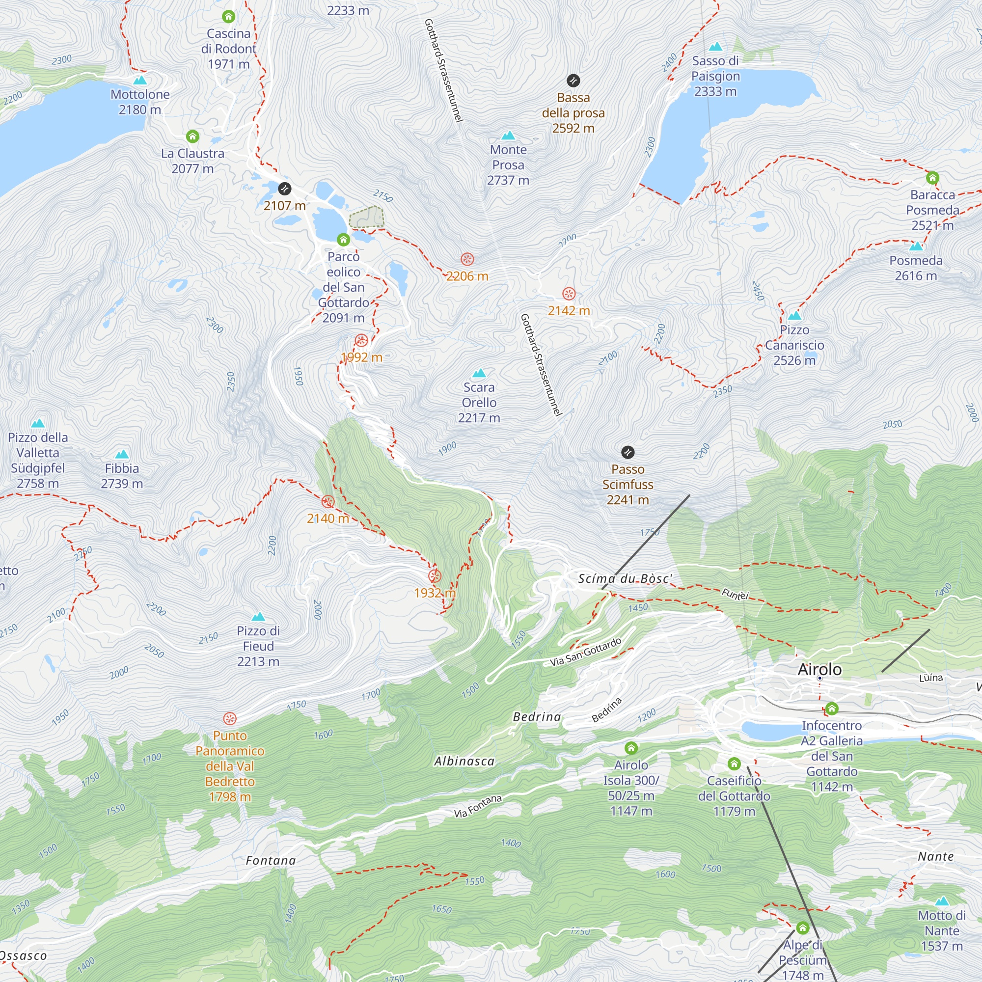 Ventilazione Galleria stradale del San Gottardo map