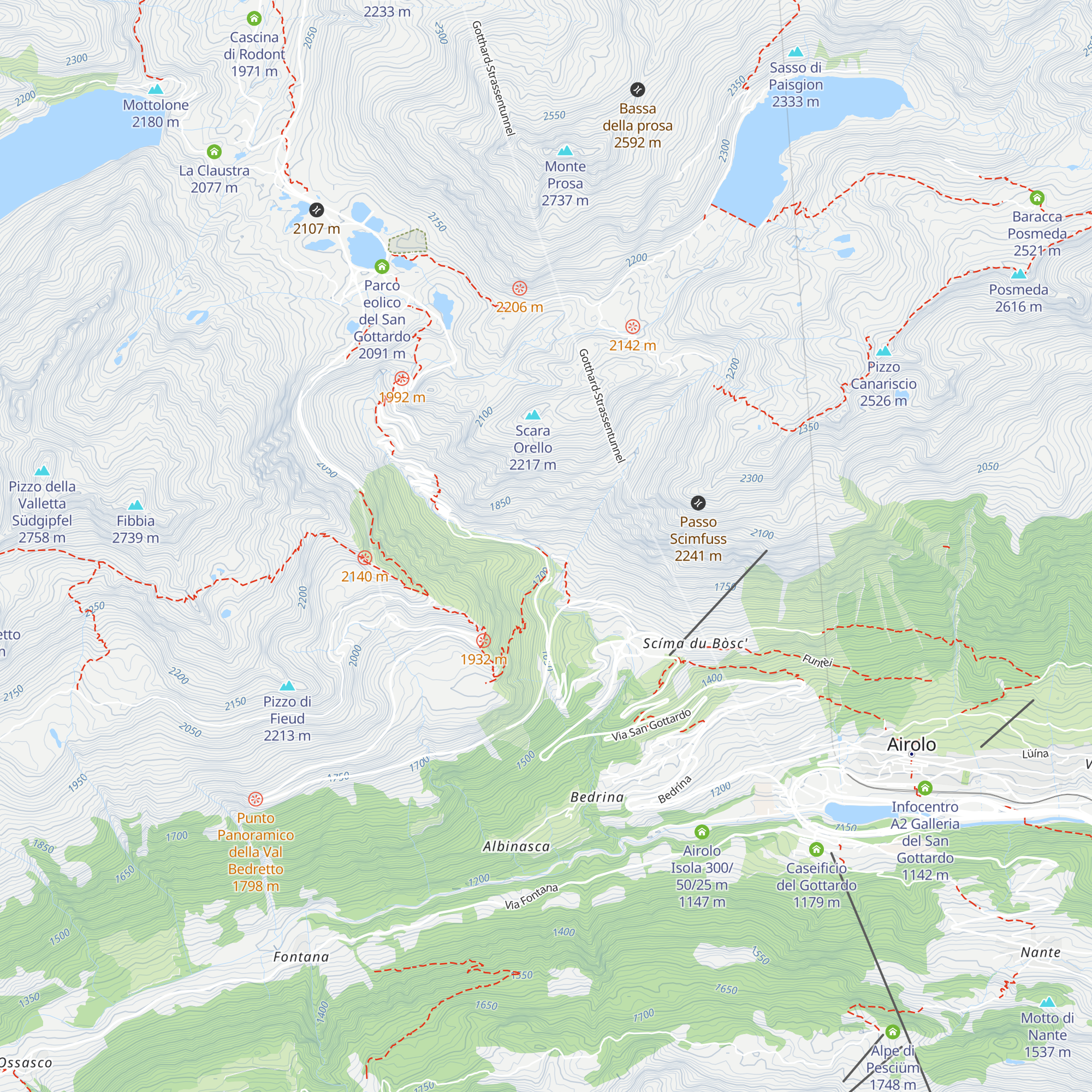 Ventilazione Galleria stradale del San Gottardo map