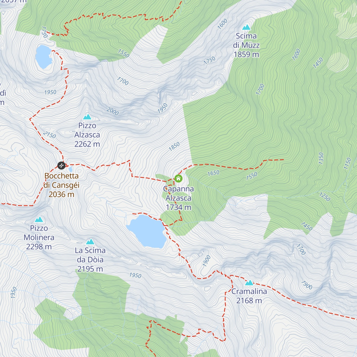Capanna Alzasca map