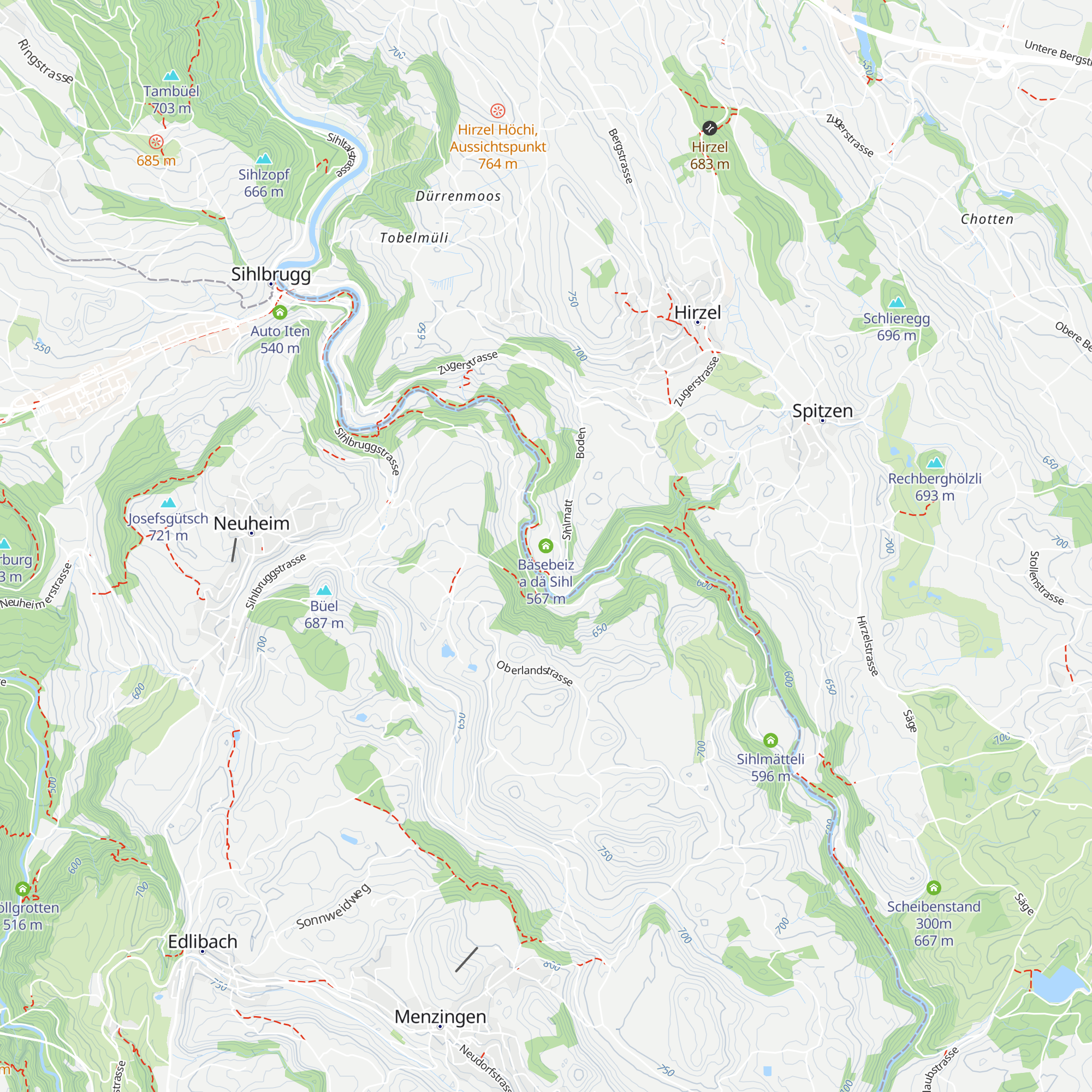 Bäsebeiz a dä Sihl map