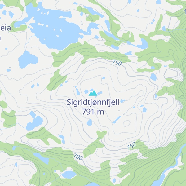 Map of Sigridtjønnfjell