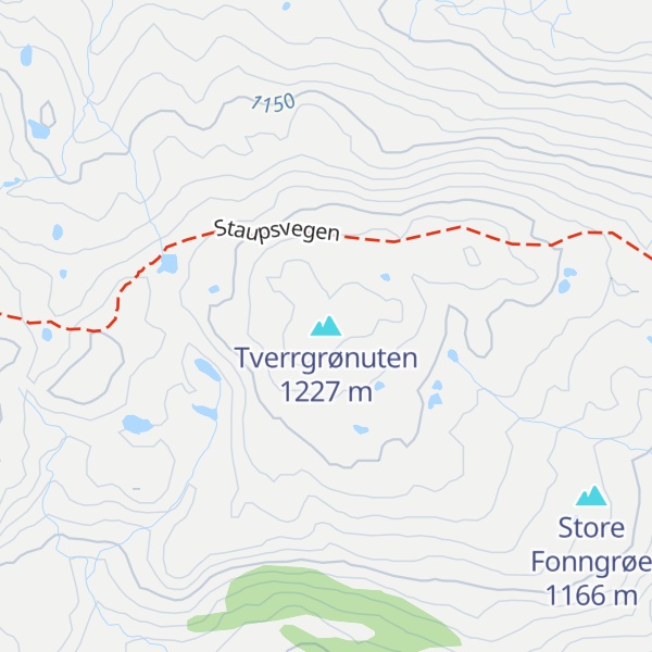 Map of Tverrgrønuten