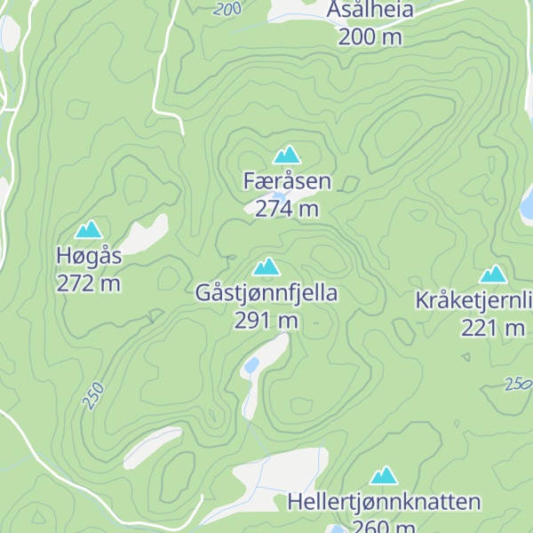 Map of Gåstjønnfjella
