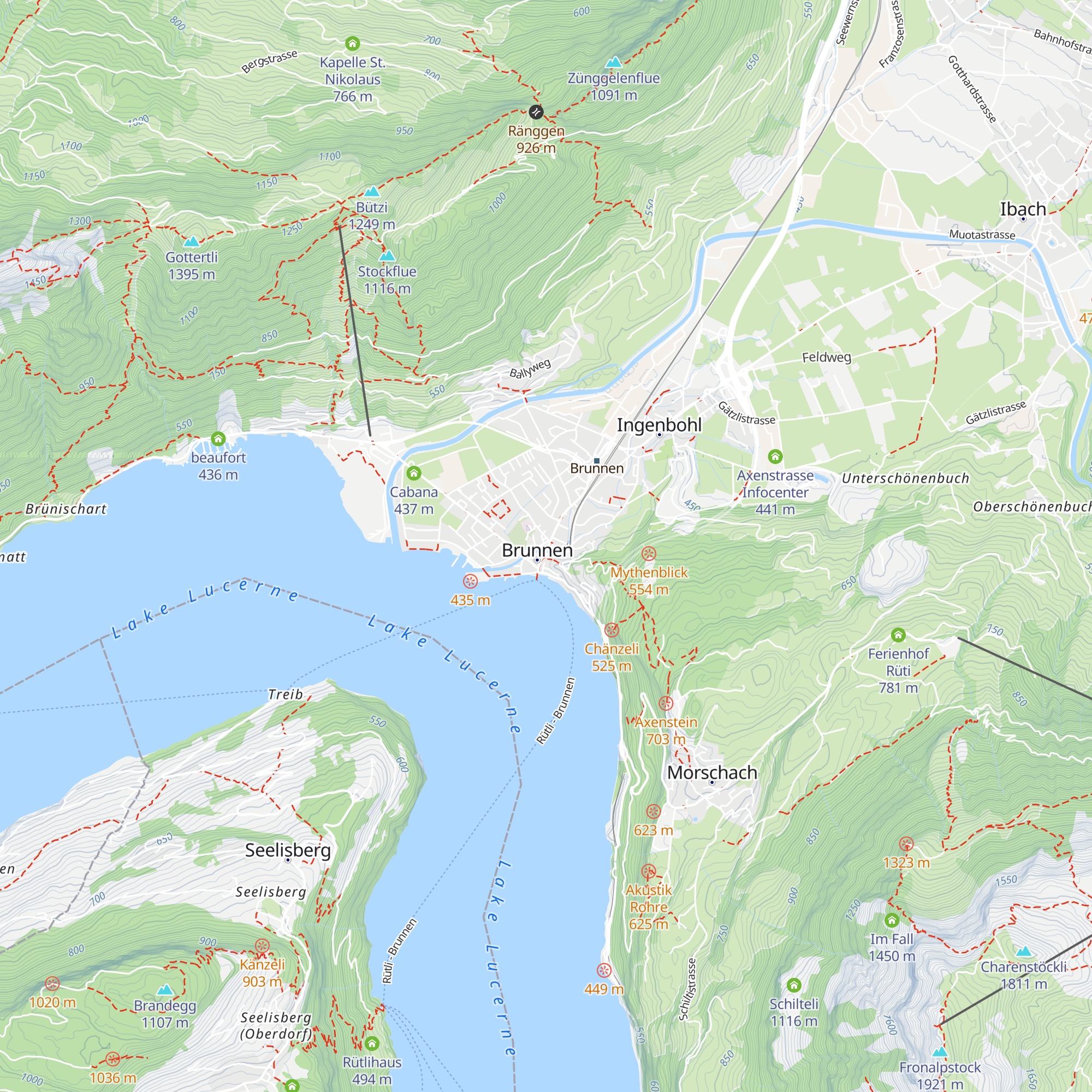 Brunnen Tourismus map