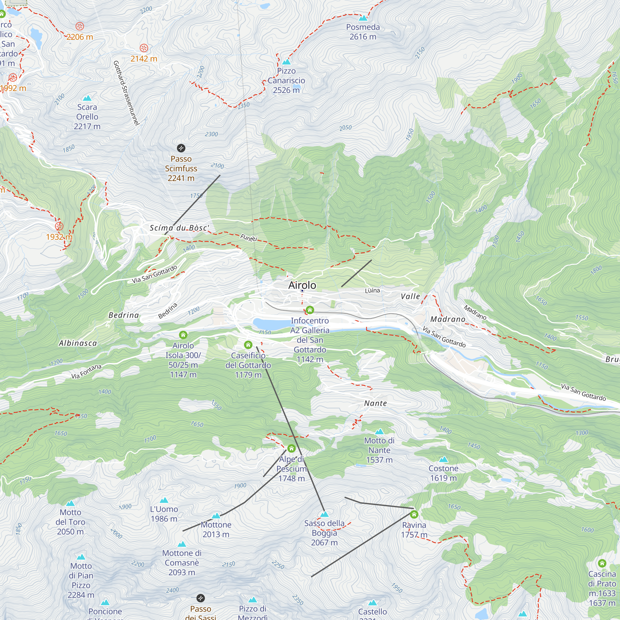 Infocentro A2 Galleria del San Gottardo map