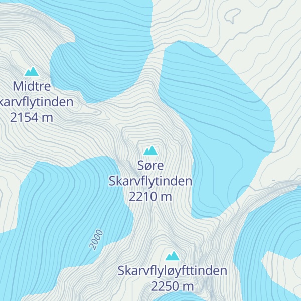Map of Søre Skarvflytinden