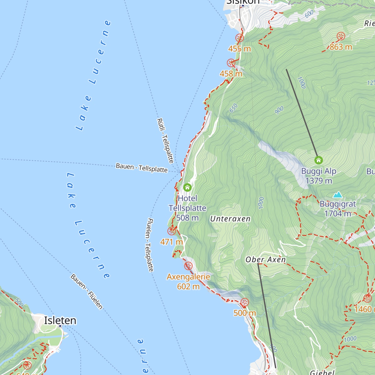 Hotel Tellsplatte map