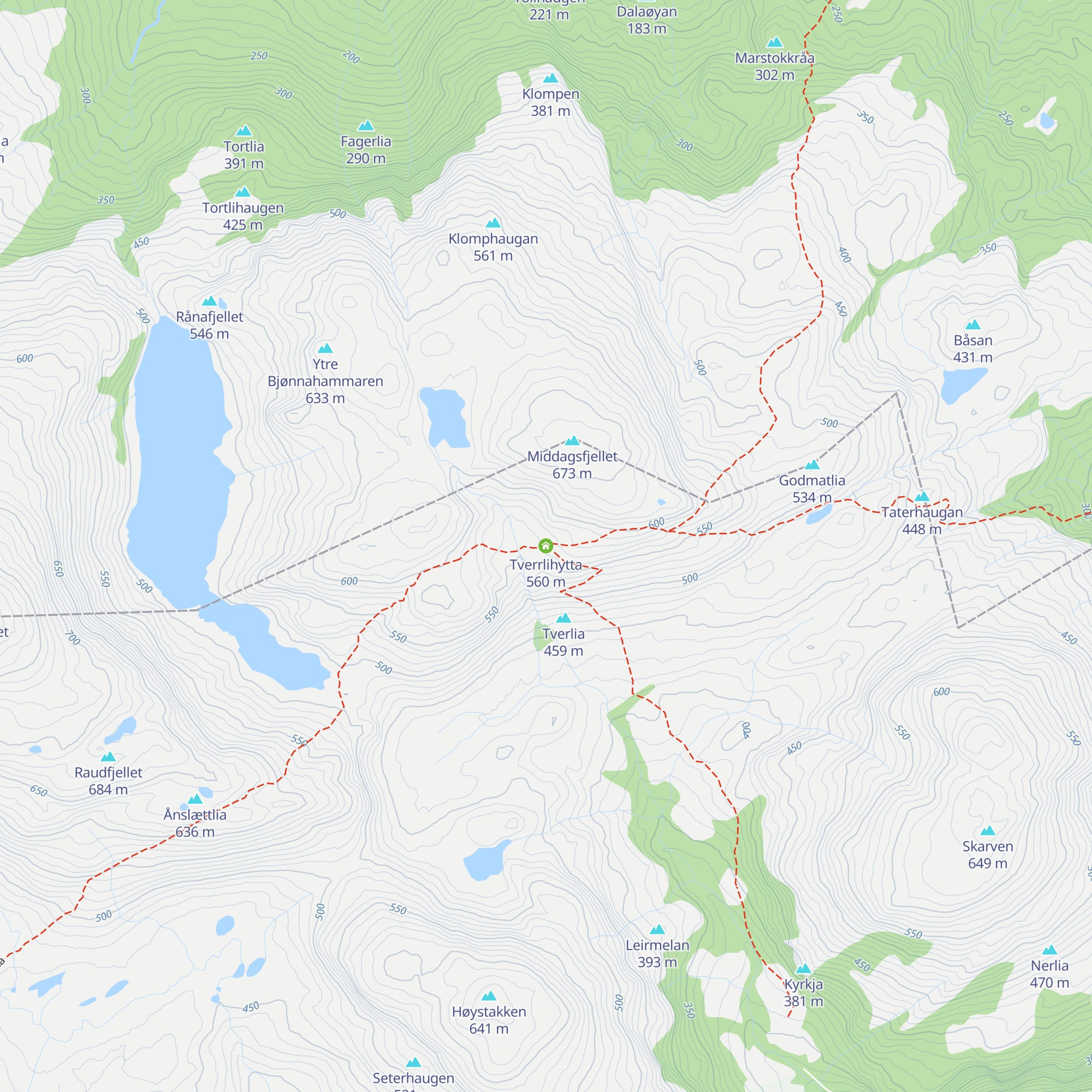 Tverrlihytta map