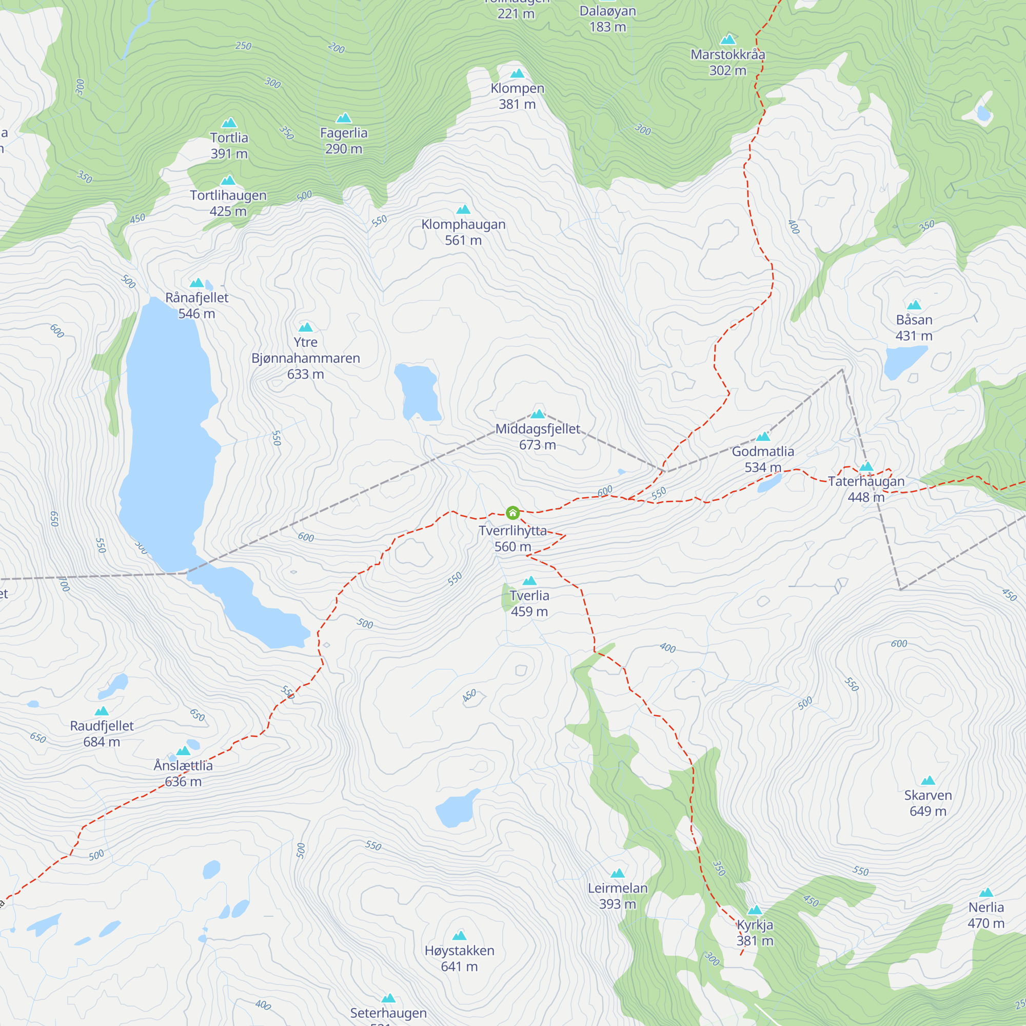 Tverrlihytta map