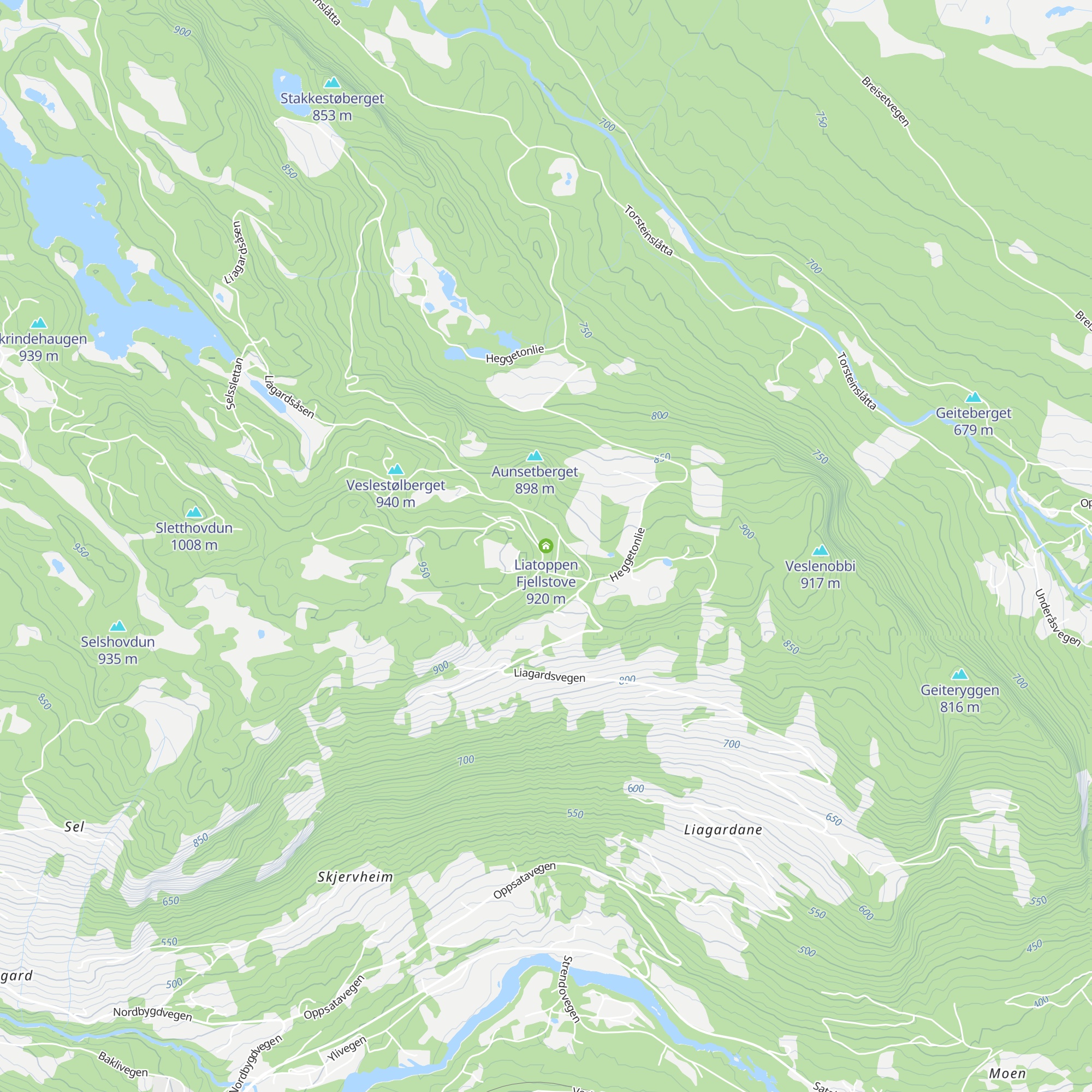 Liatoppen Fjellstove map