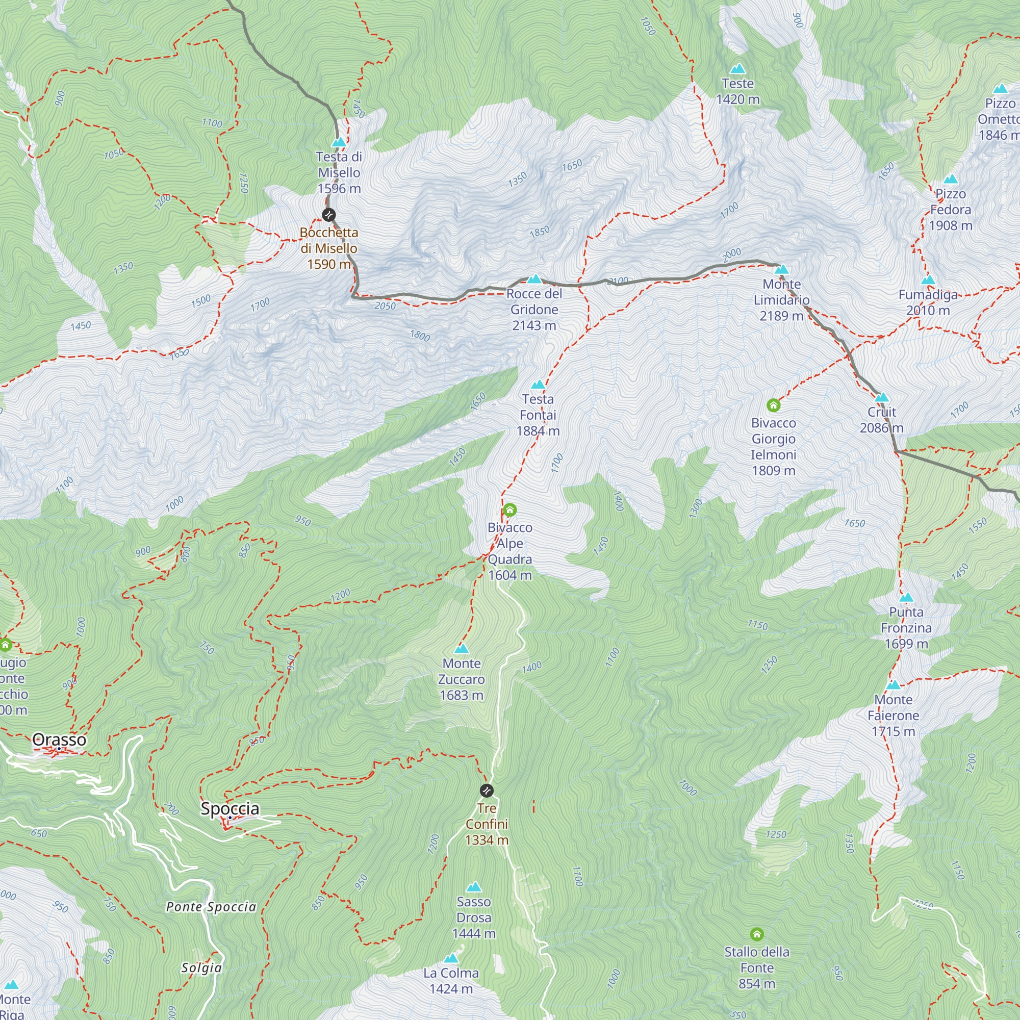 Bivacco Alpe Quadra map