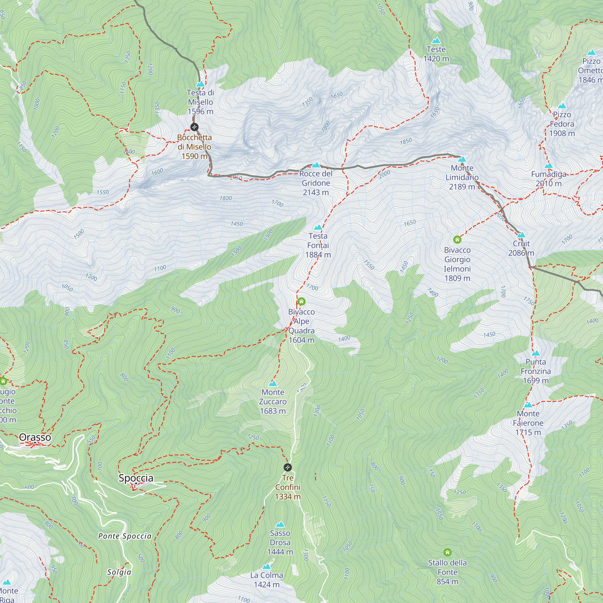 Bivacco Alpe Quadra map