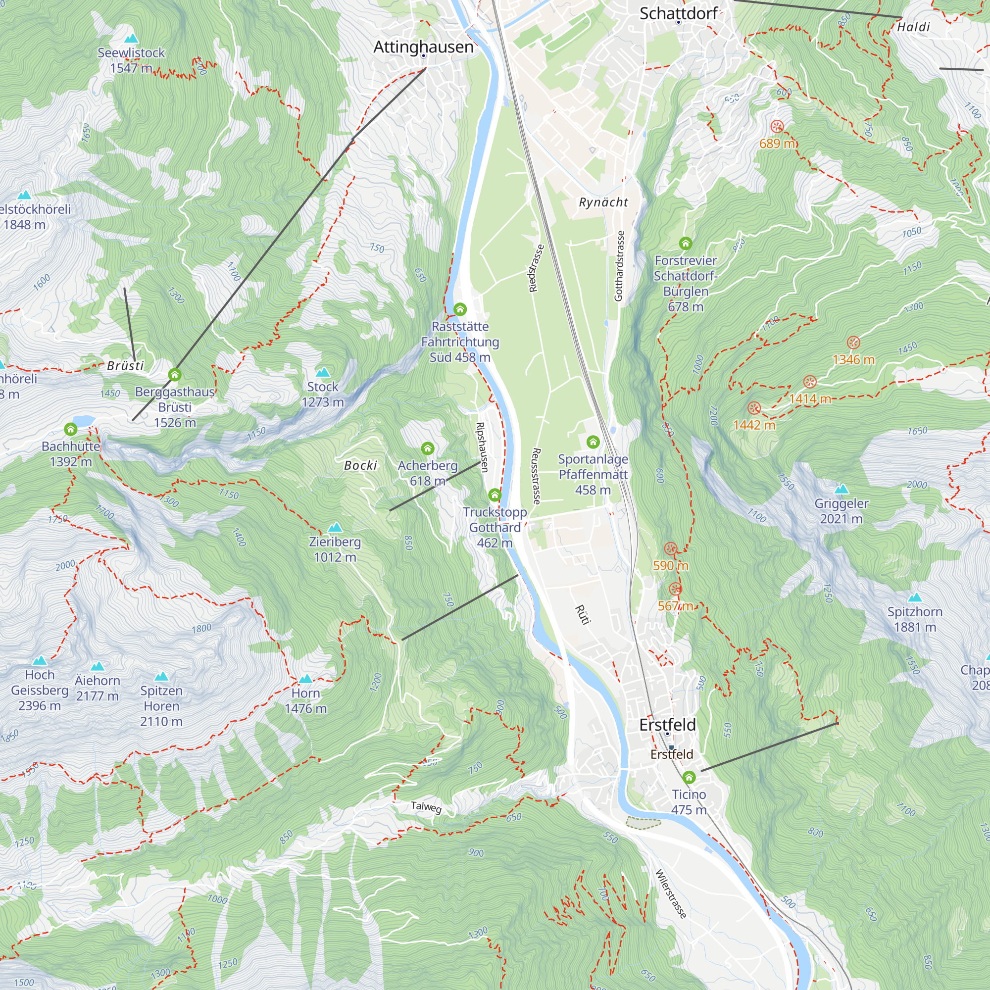Truckstopp Gotthard map