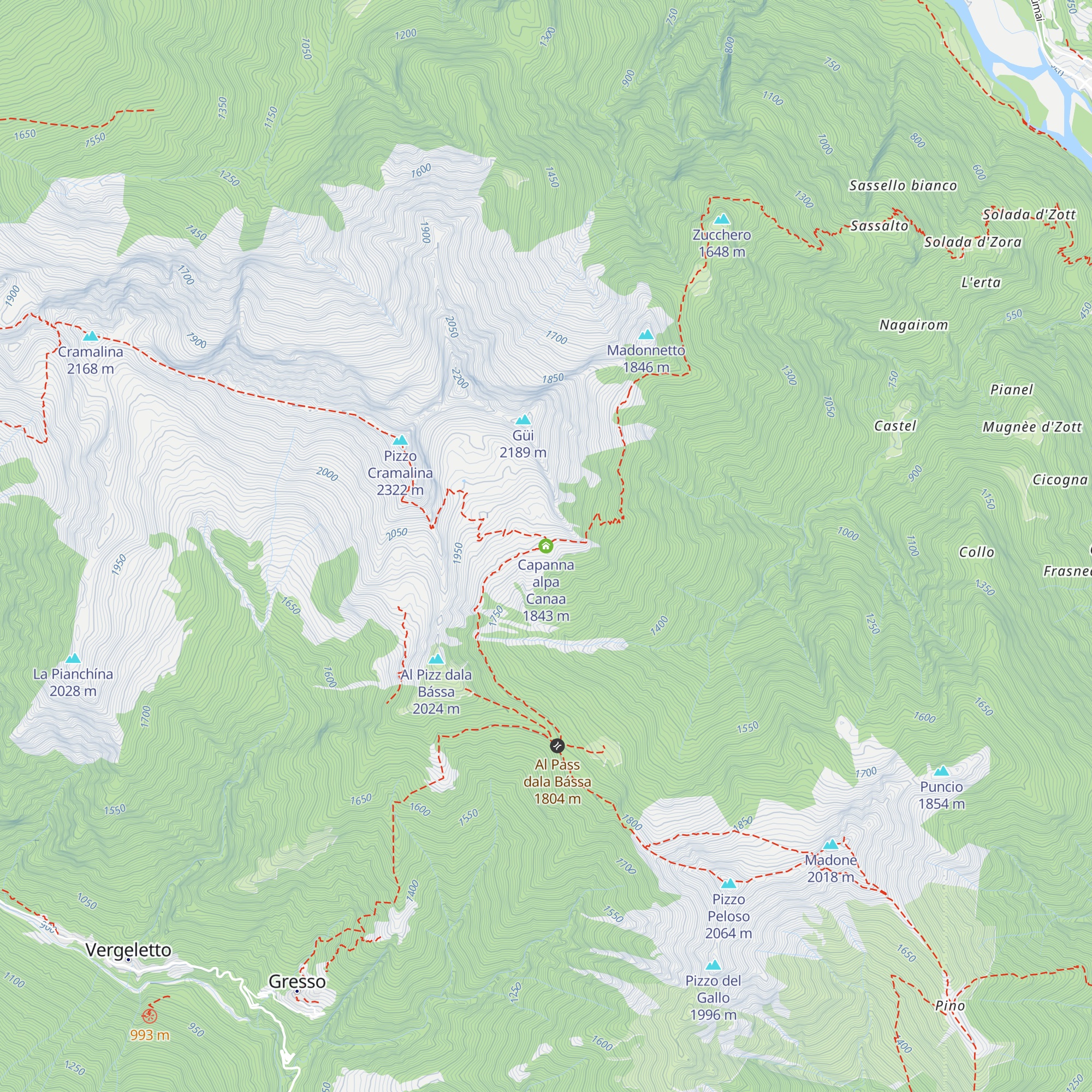 Capanna alpa Canaa map