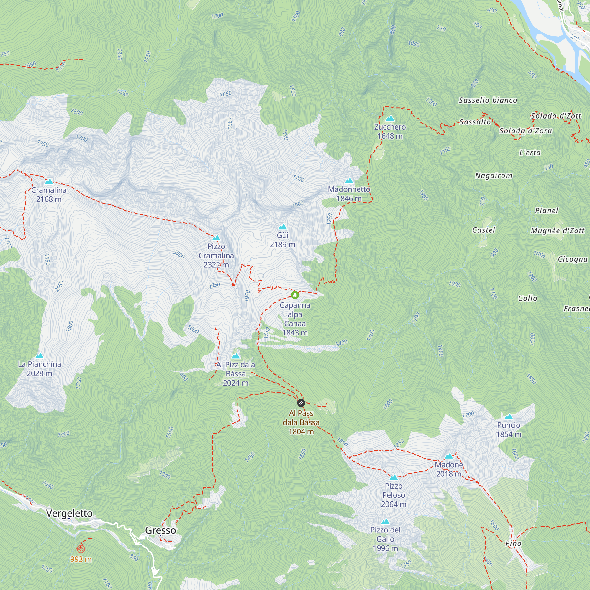 Capanna alpa Canaa map
