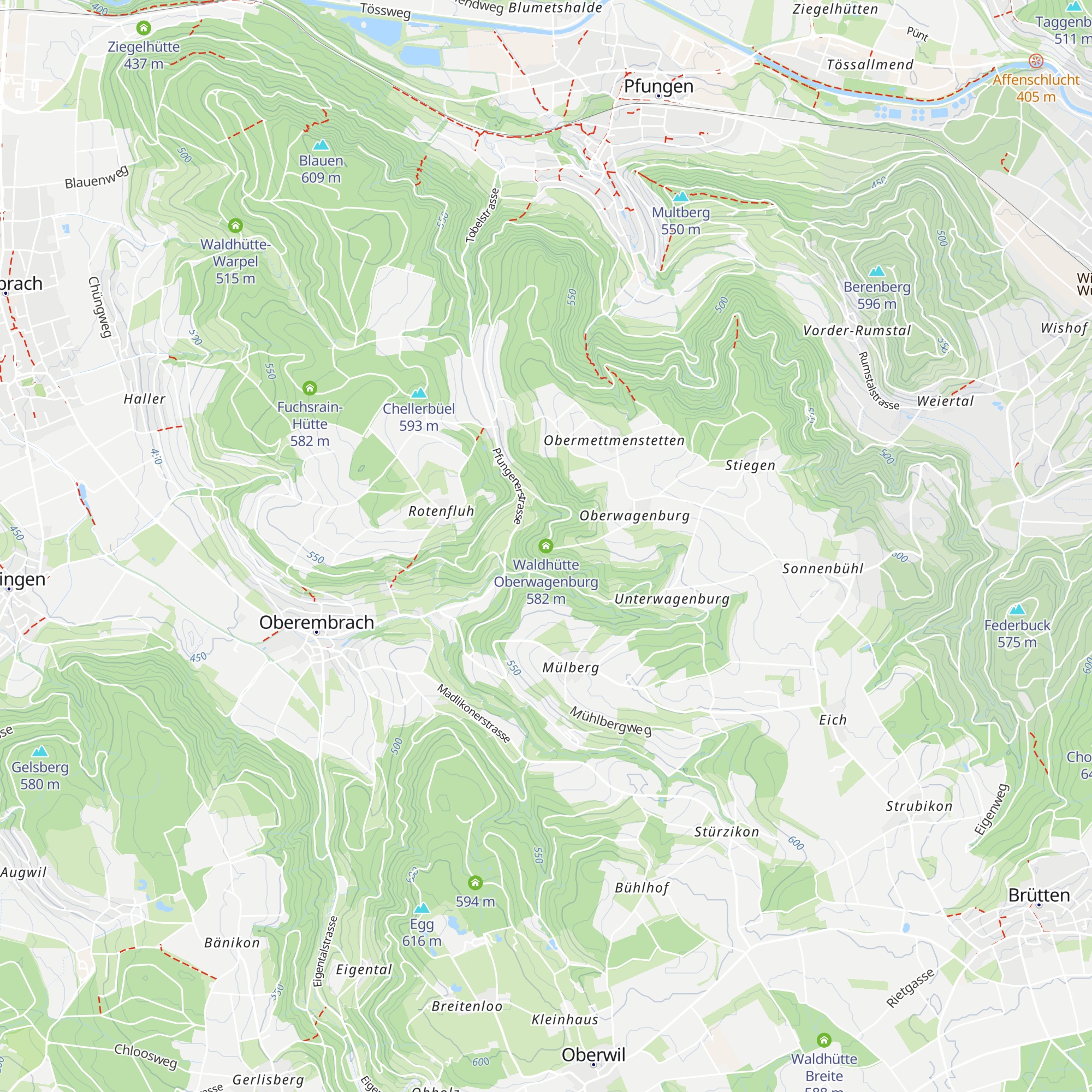 Waldhütte Oberwagenburg map