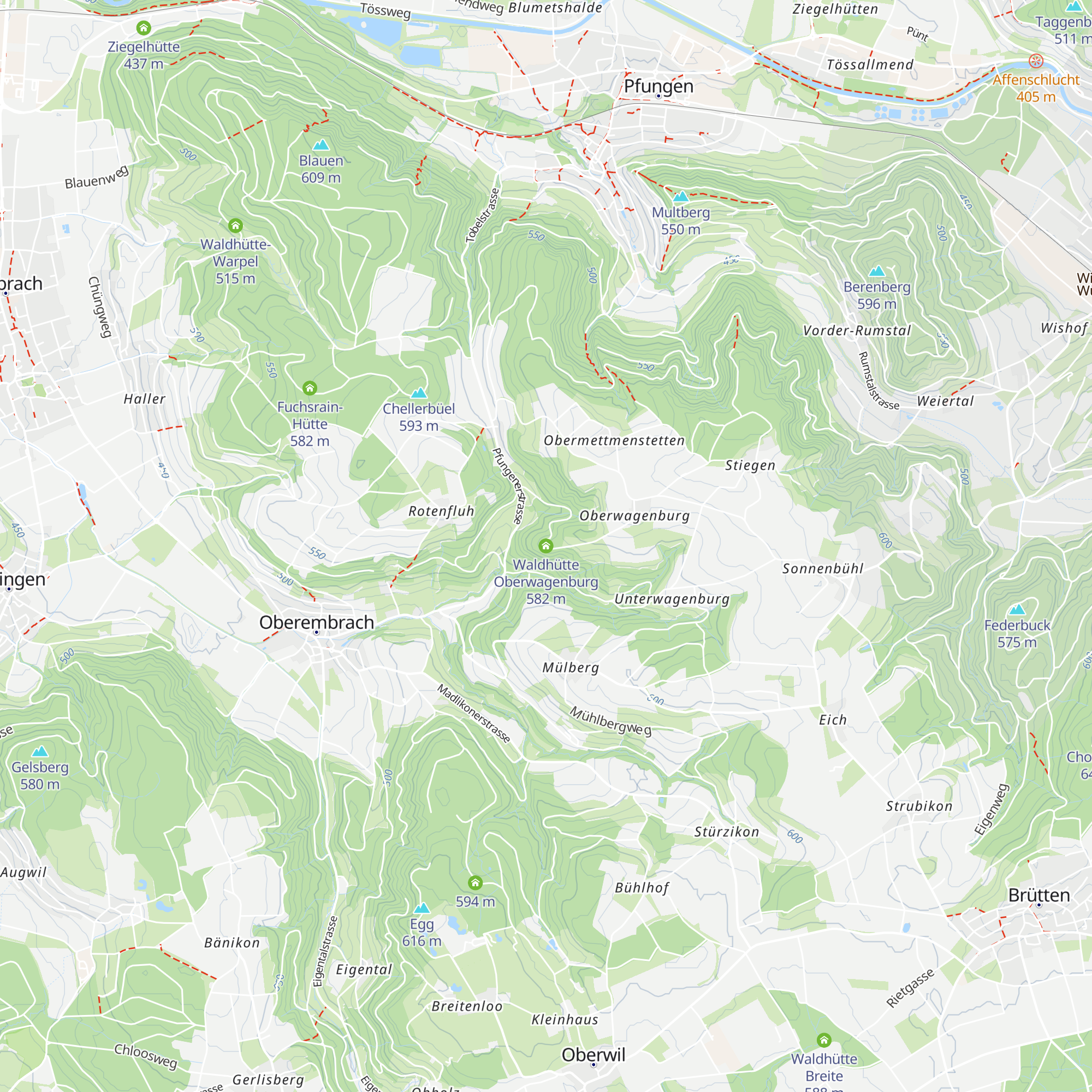 Waldhütte Oberwagenburg map