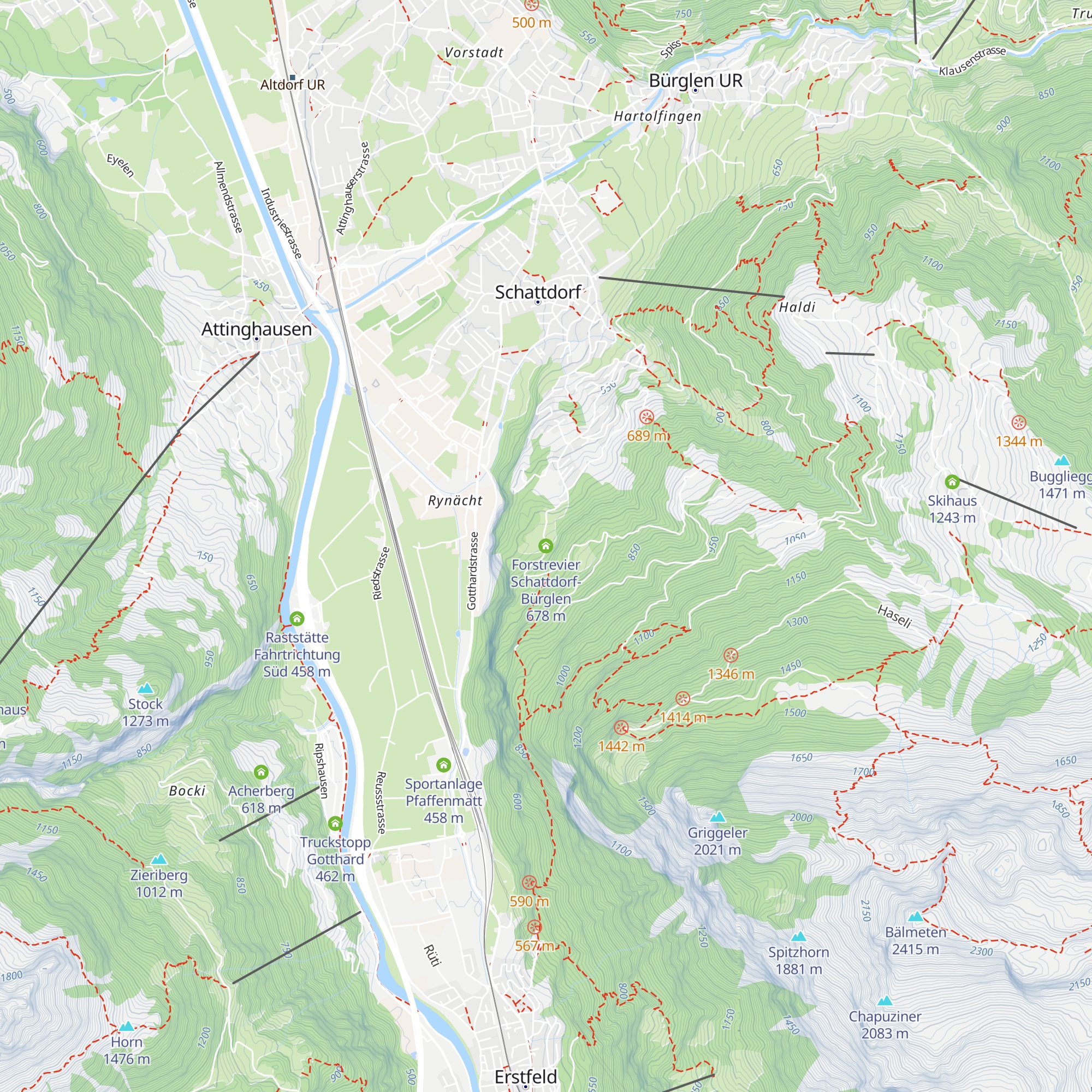 Forstrevier Schattdorf-Bürglen map