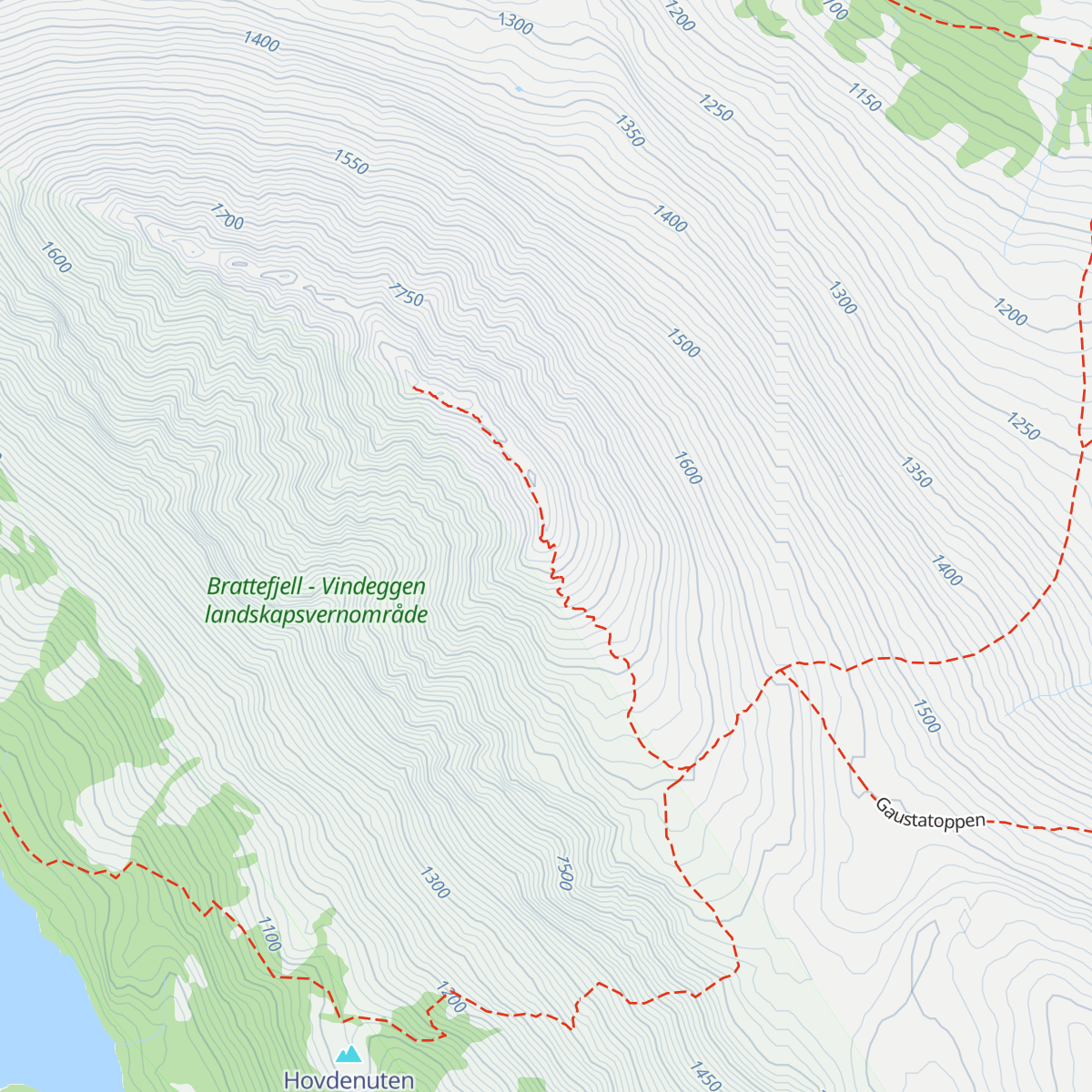 Gaustatoppen Turisthytte map