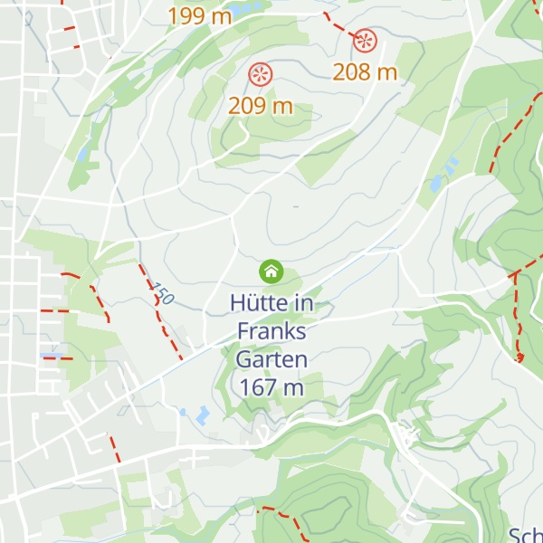 Map of Hütte in Franks Garten