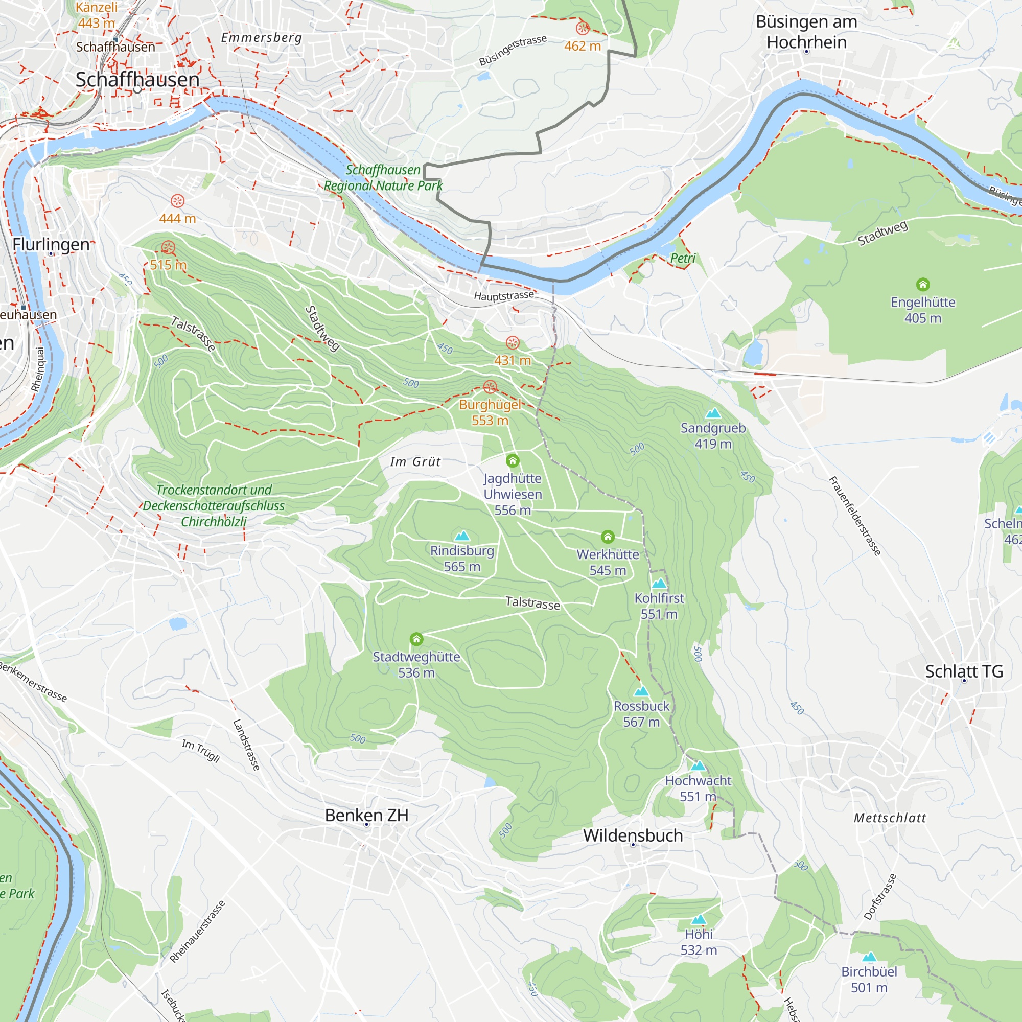 Waldhütte Uhwiesen map