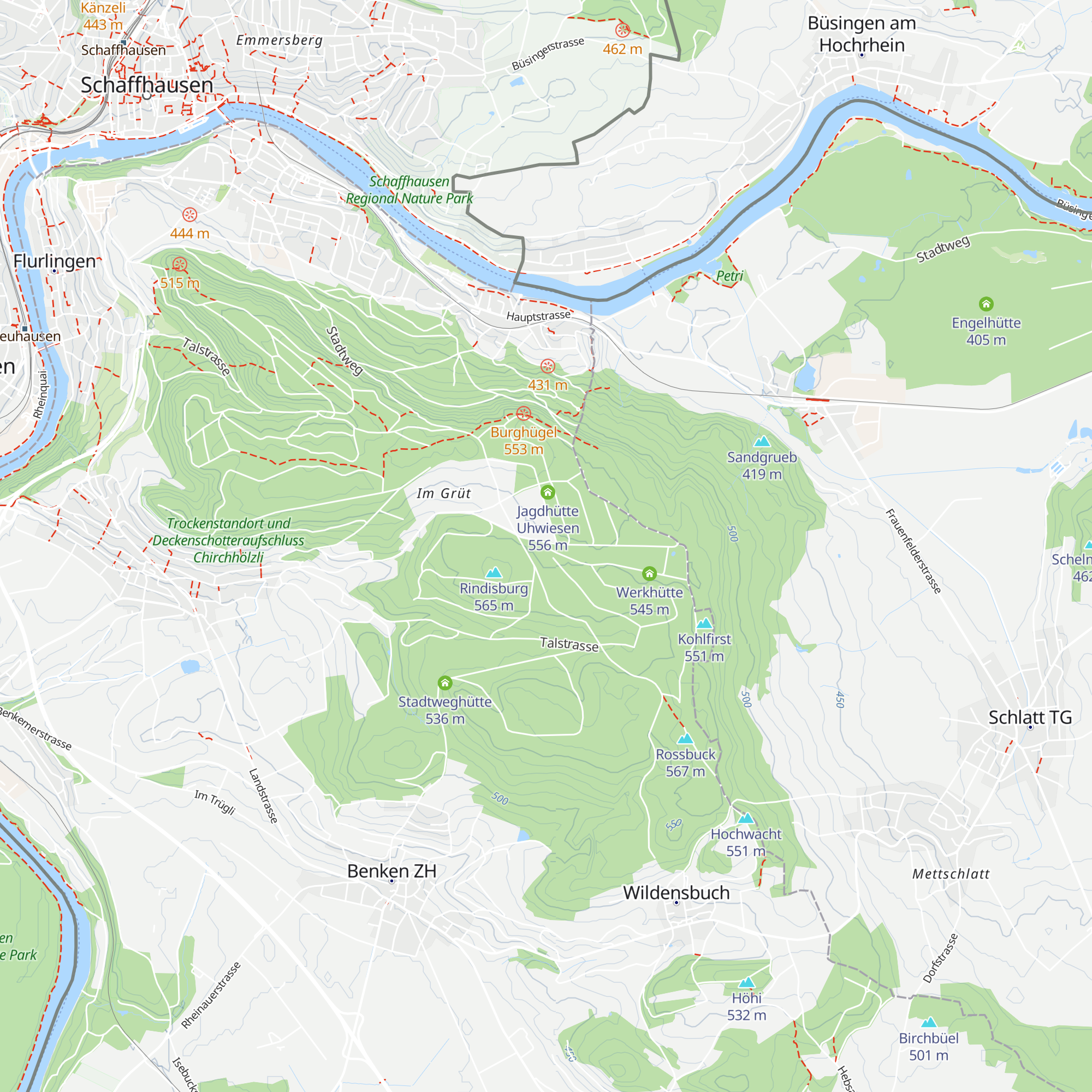 Waldhütte Uhwiesen map